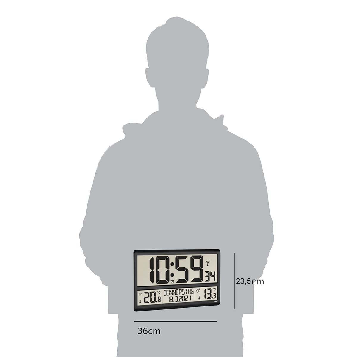 TFA Digitale XL-Funkuhr 60.4521.01, mit Außen- und Innentemperatur