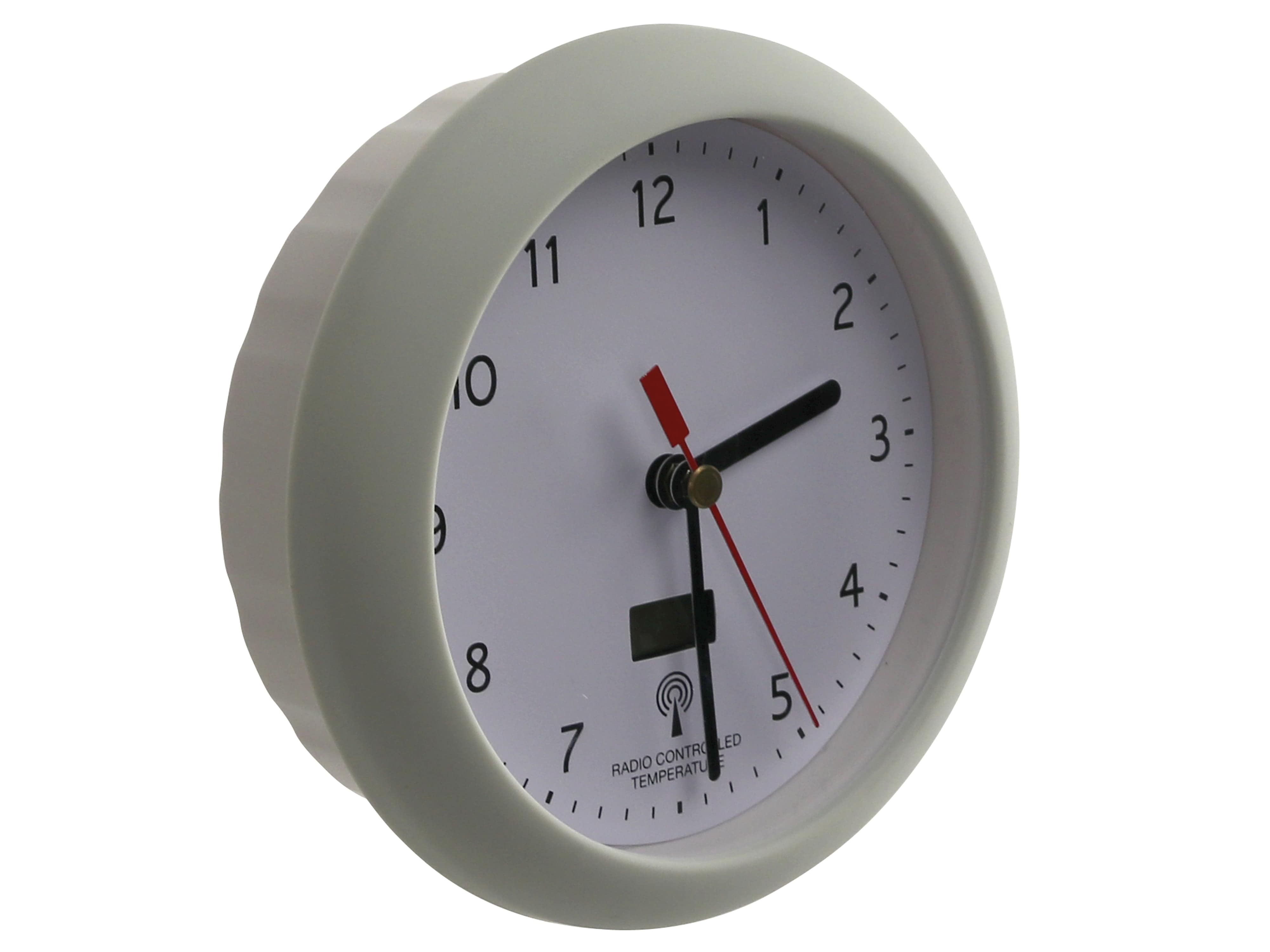 Funk-Baduhr, GT-WC-BC-03, grau, Ziffernblatt weiß, B-Ware Funk-Baduhr, GT-WC-BC-03, grau, Ziffernblatt weiß, B-Ware