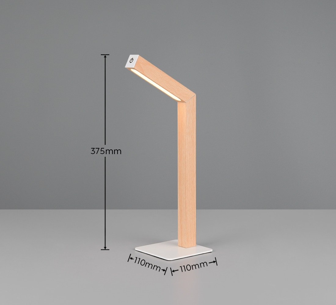 REALITY LED-Akku-Tischleuchte SKIP, R55951135, 2W, 185lm, 3000K, holzoptik