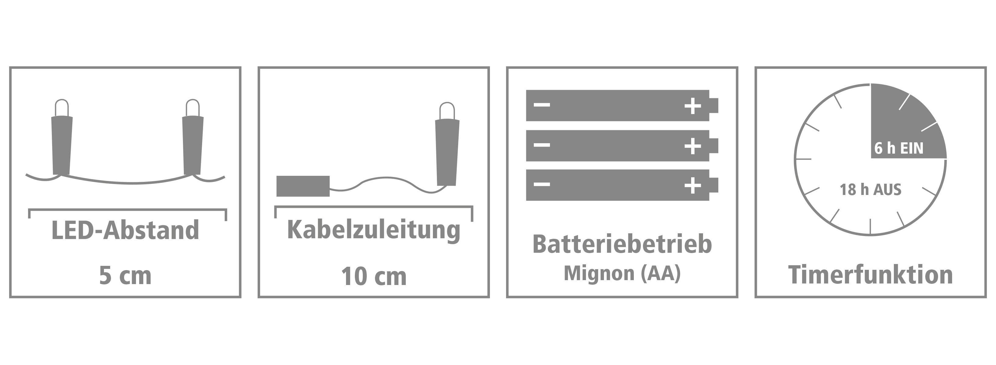 LED-Lichterkette, Silberdraht, 100 LEDs, warmweiß, Batteriebetrieb, Timer LED-Lichterkette, Silberdraht, 100 LEDs, warmweiß, Batteriebetrieb, Timer