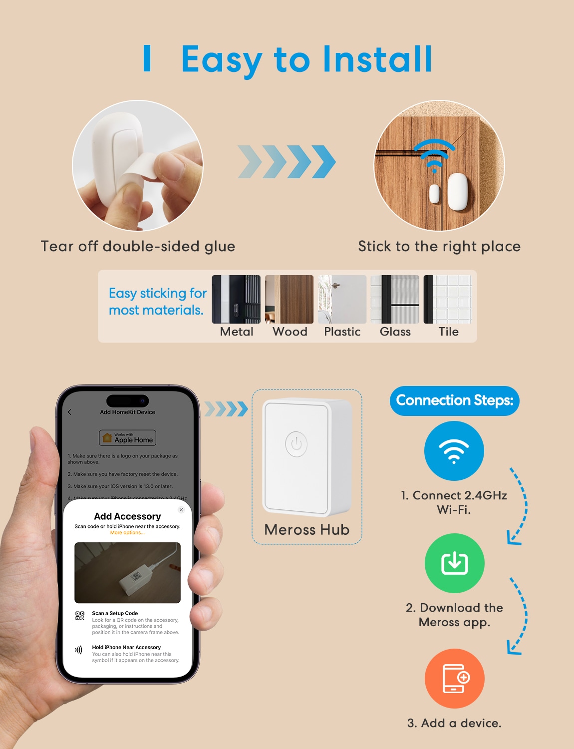 MEROSS Smart Wireless Tür-/Fenstersensor MS200HK-EU MEROSS Smart Wireless Tür-/Fenstersensor MS200HK-EU