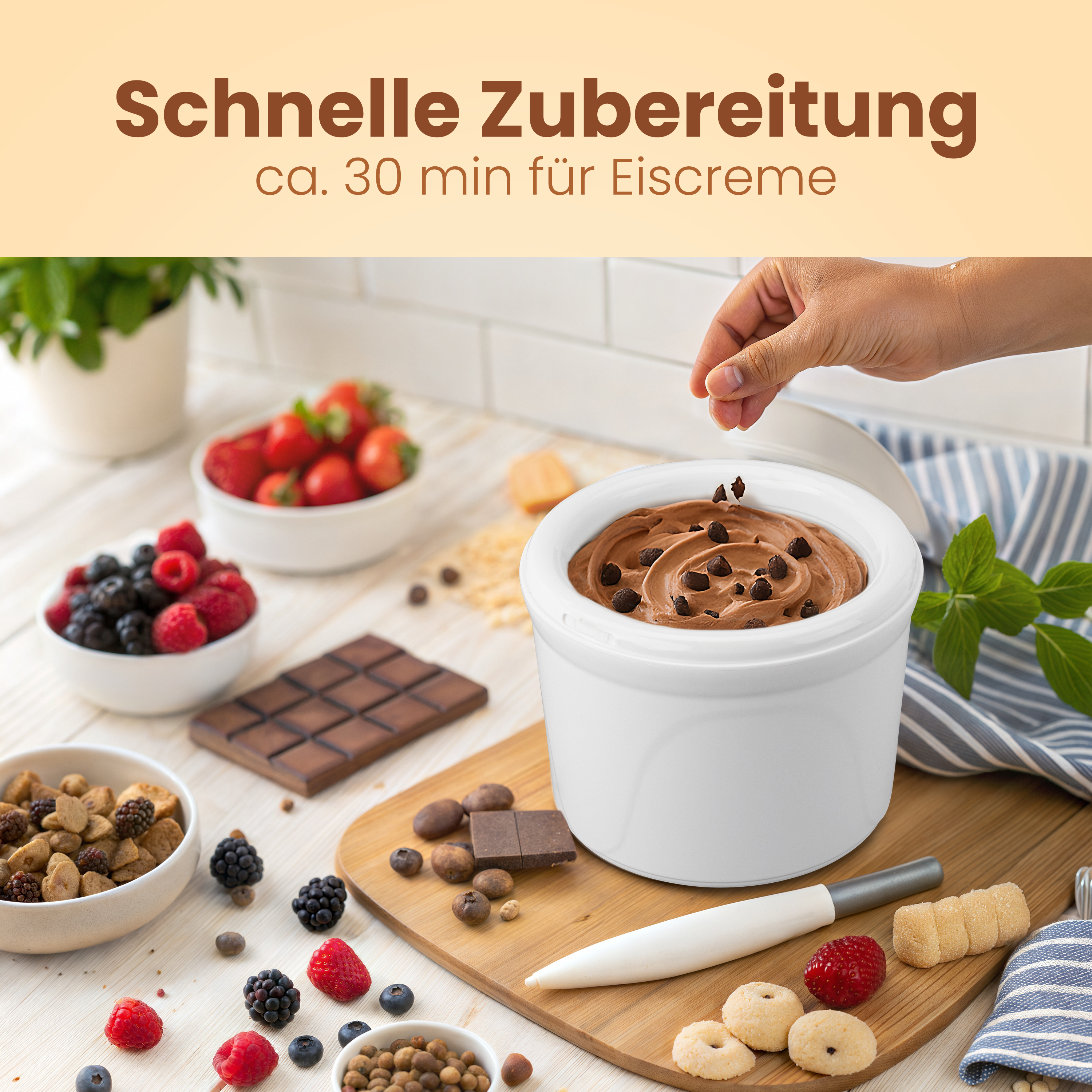 CLATRONIC Eismaschine ICM 3764, 1,5L, mit Kältespeicher, inkl. Rezepten