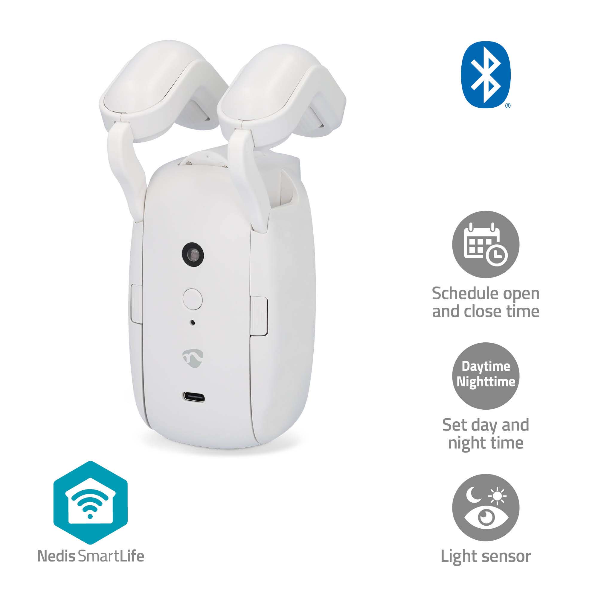 NEDIS Vorhangroboter SmartLife, USB-/Batteriebetrieben, Stangenschiene, weiß