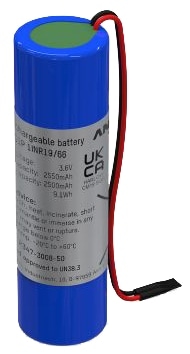 ANSMANN Li-Ion Akkupack mit Ausgangskabel, 1S1P, 9,1 Wh, 3,6 V, 2550 mAh, blau