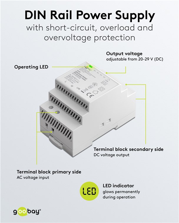 GOOBAY Hutschienen-Netzteil 74767, 24 V, 2,5 A, 60 W GOOBAY Hutschienen-Netzteil 74767, 24 V, 2,5 A, 60 W