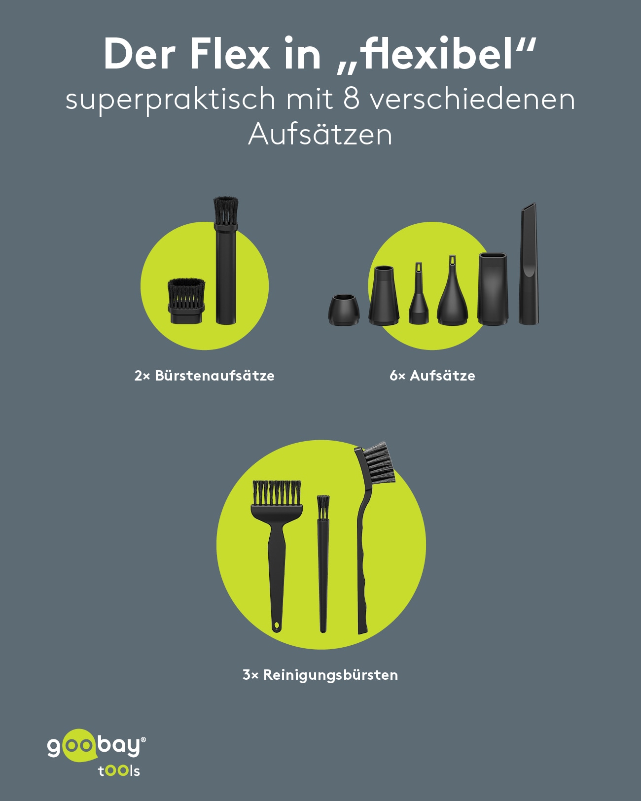 GOOBAY TOOLS Staubgebläse Superior, 180 W, mit 11 Aufsätzen