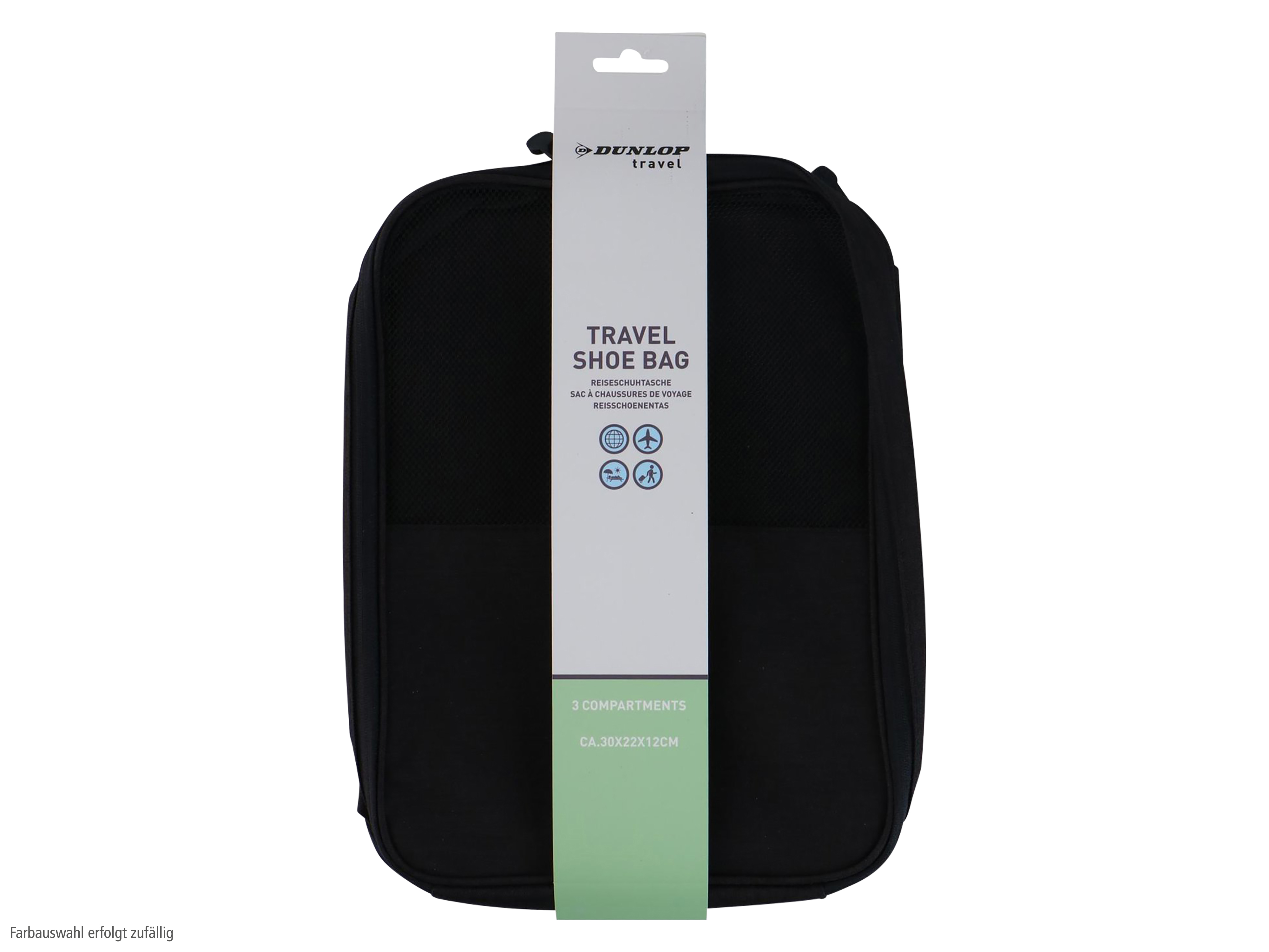 DUNLOP Reiseschuhtasche, 30,2x23x13 cm, Schwarz, Grau, Blau