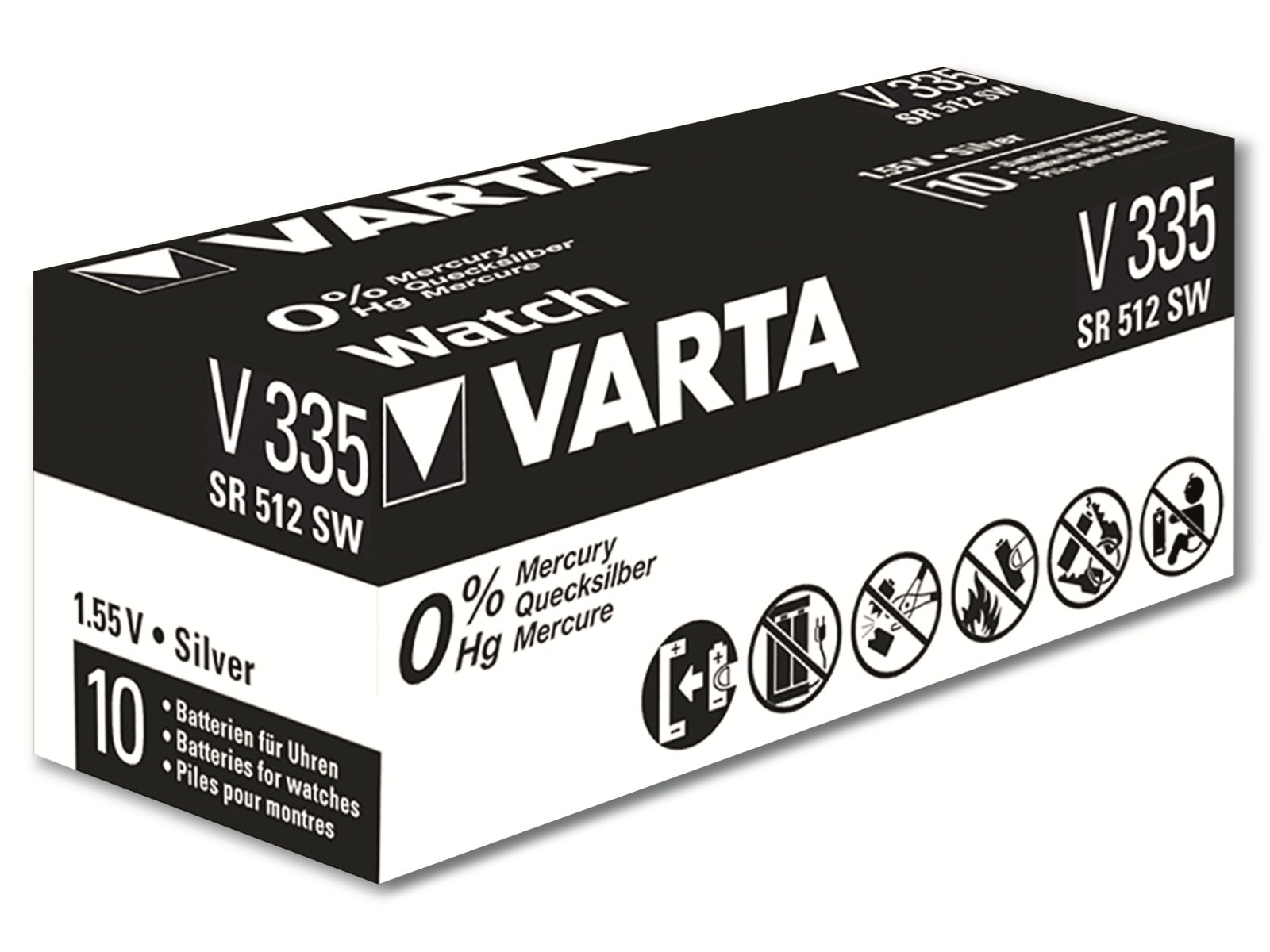 VARTA Knopfzelle Silver Oxide, 335 SR512,  1.55V, 10 Stück