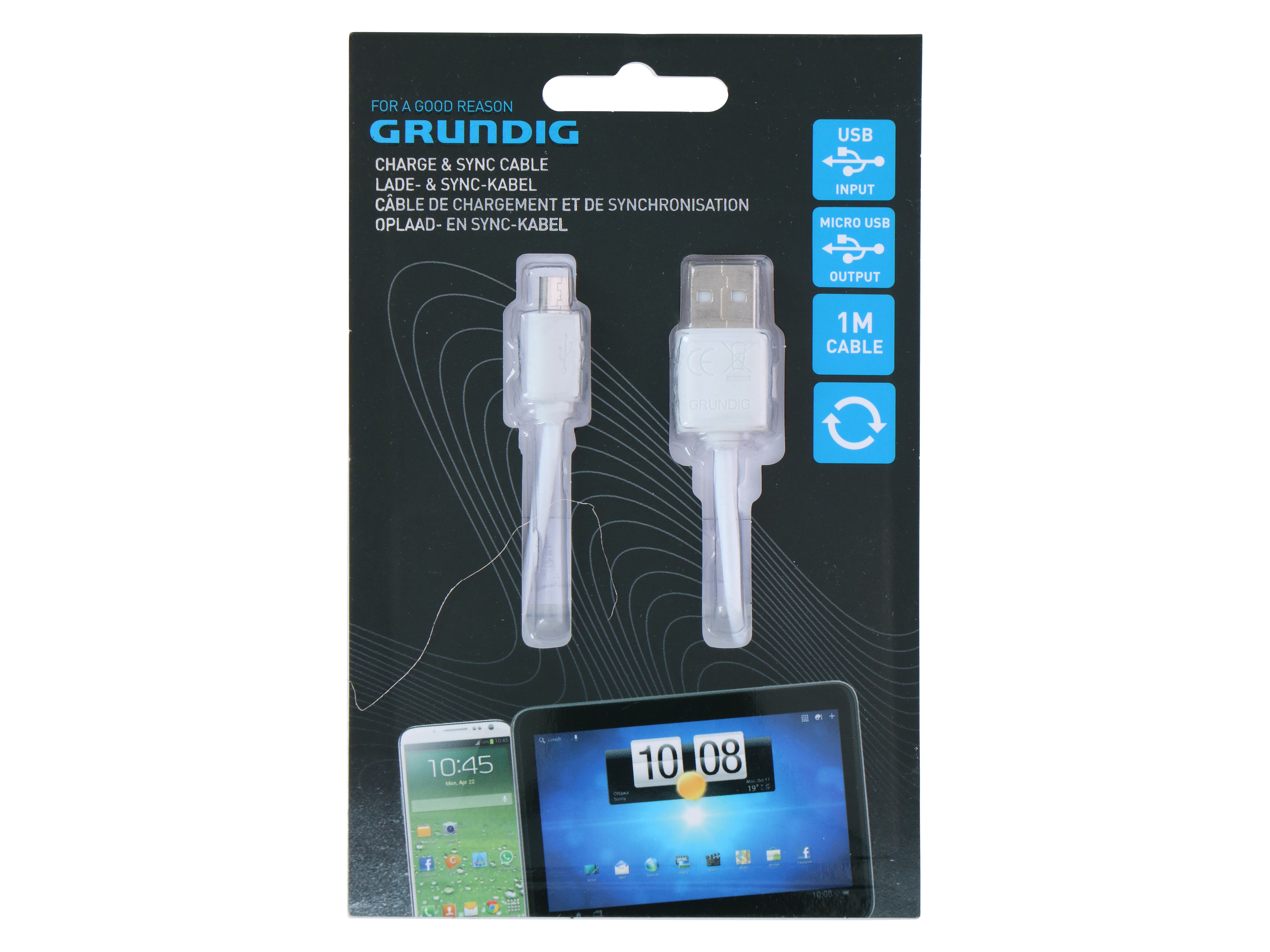 GRUNDIG, Ladekabel, USB-A auf USB-Micro-B, 1m, weiß