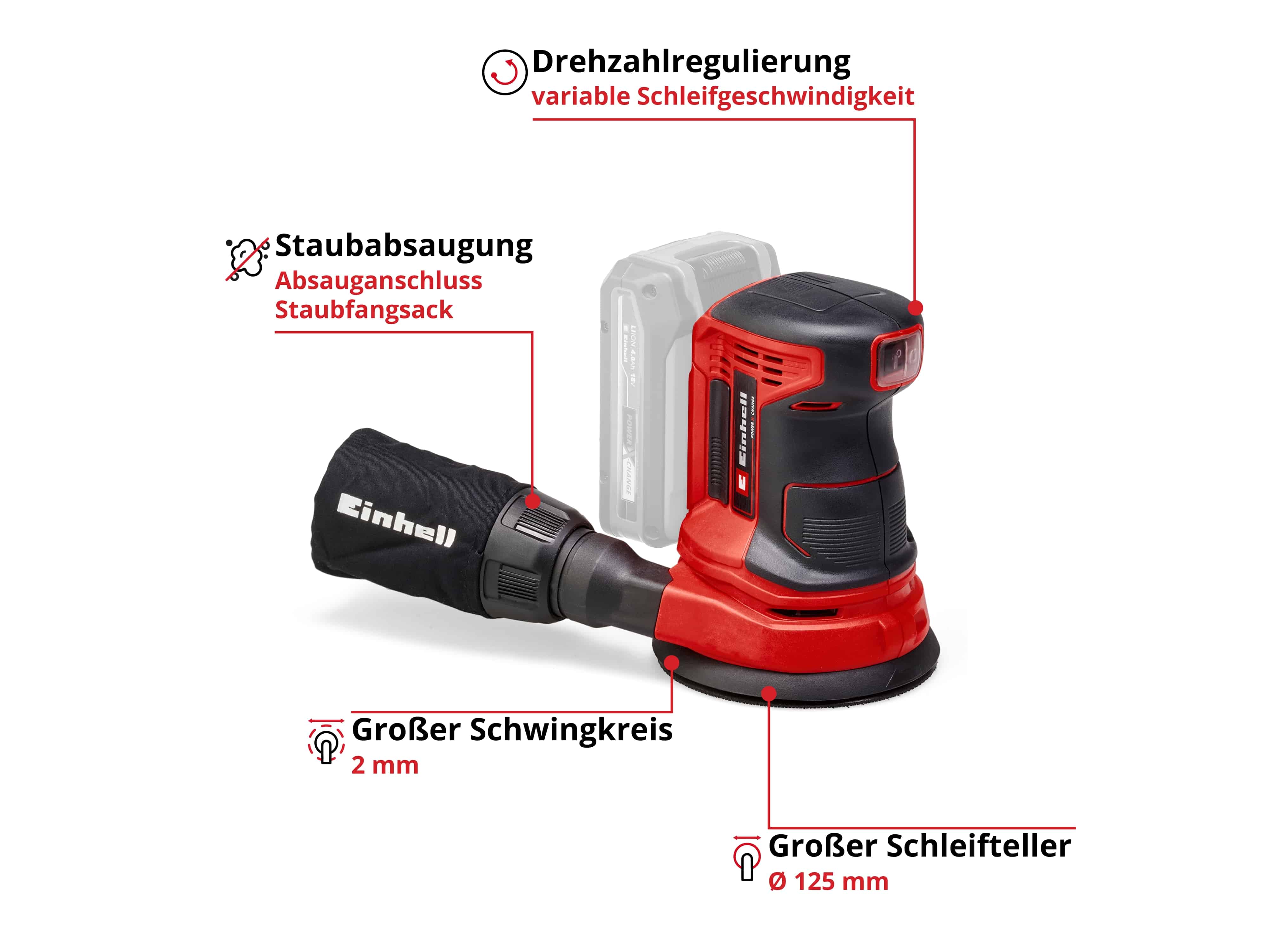 EINHELL Akku-Exzenterschleifer TE-RS 18 Li, Solo