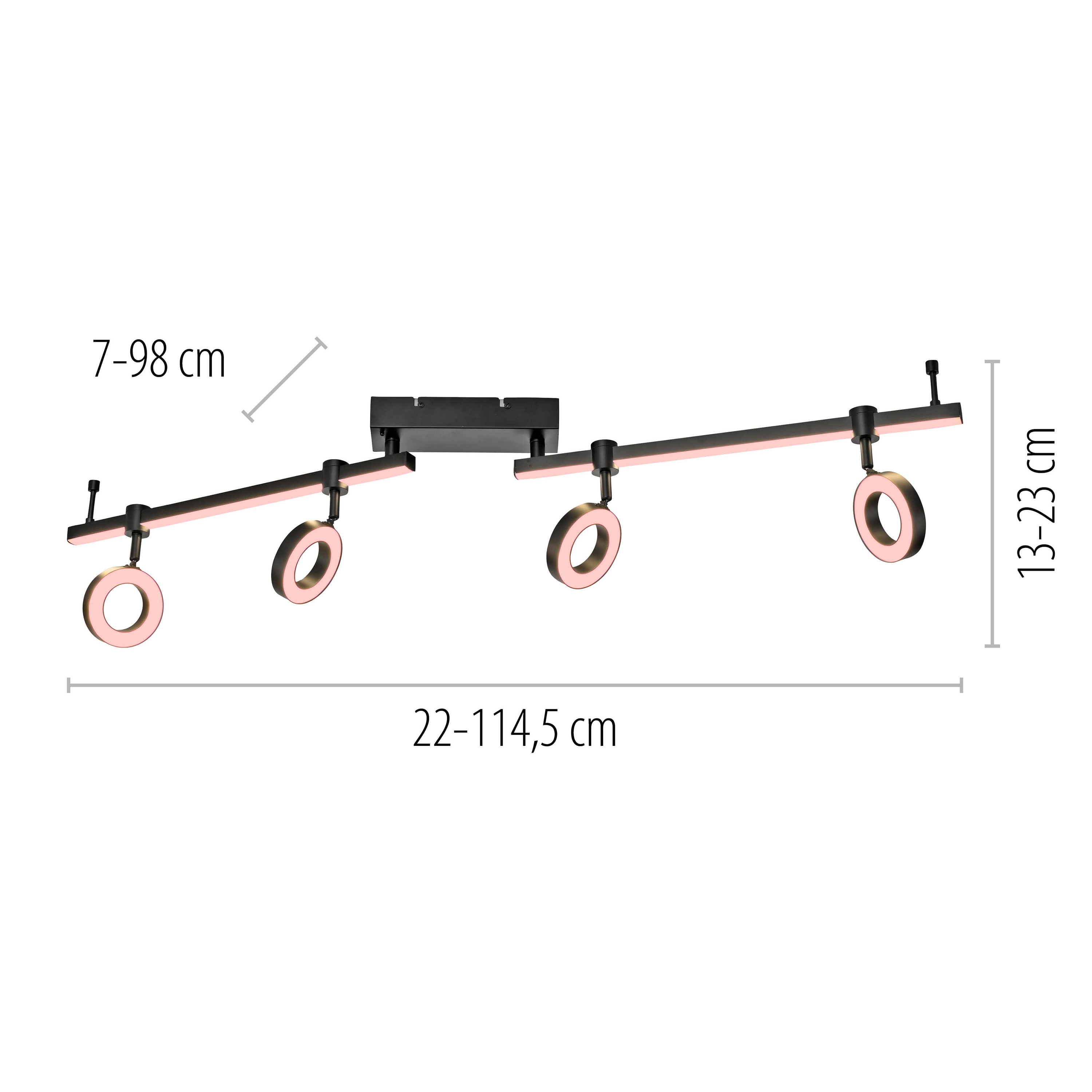 JUST LIGHT LED-Deckenleuchte 12076-18 schwarz, 21,5 W, 2600 lm, CCT, RGB, Smart Home
