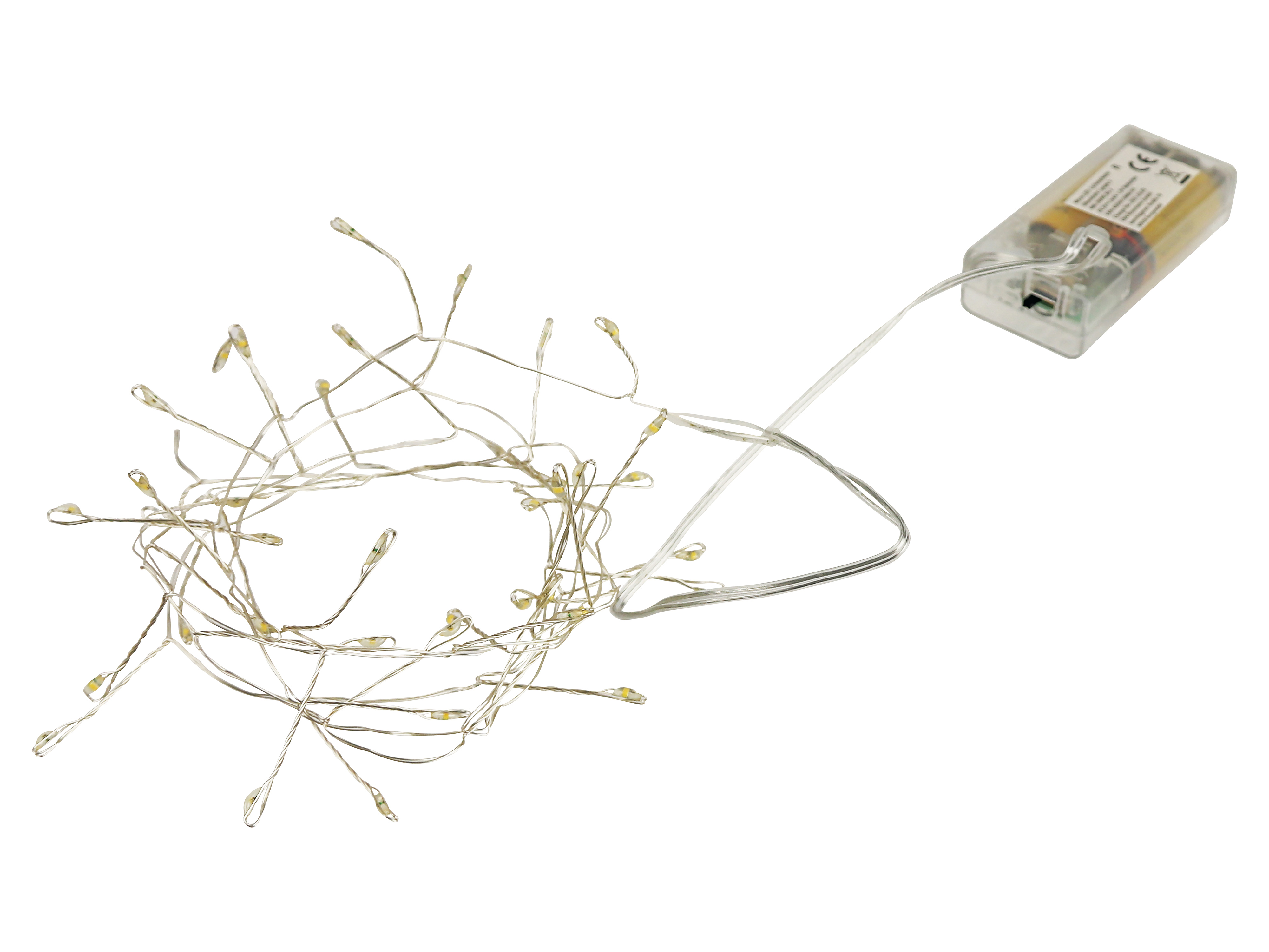 Micro-LED-Lichterkette, Silberdraht, 3 V, 40 LEDs, warmweiß, 1,25 m