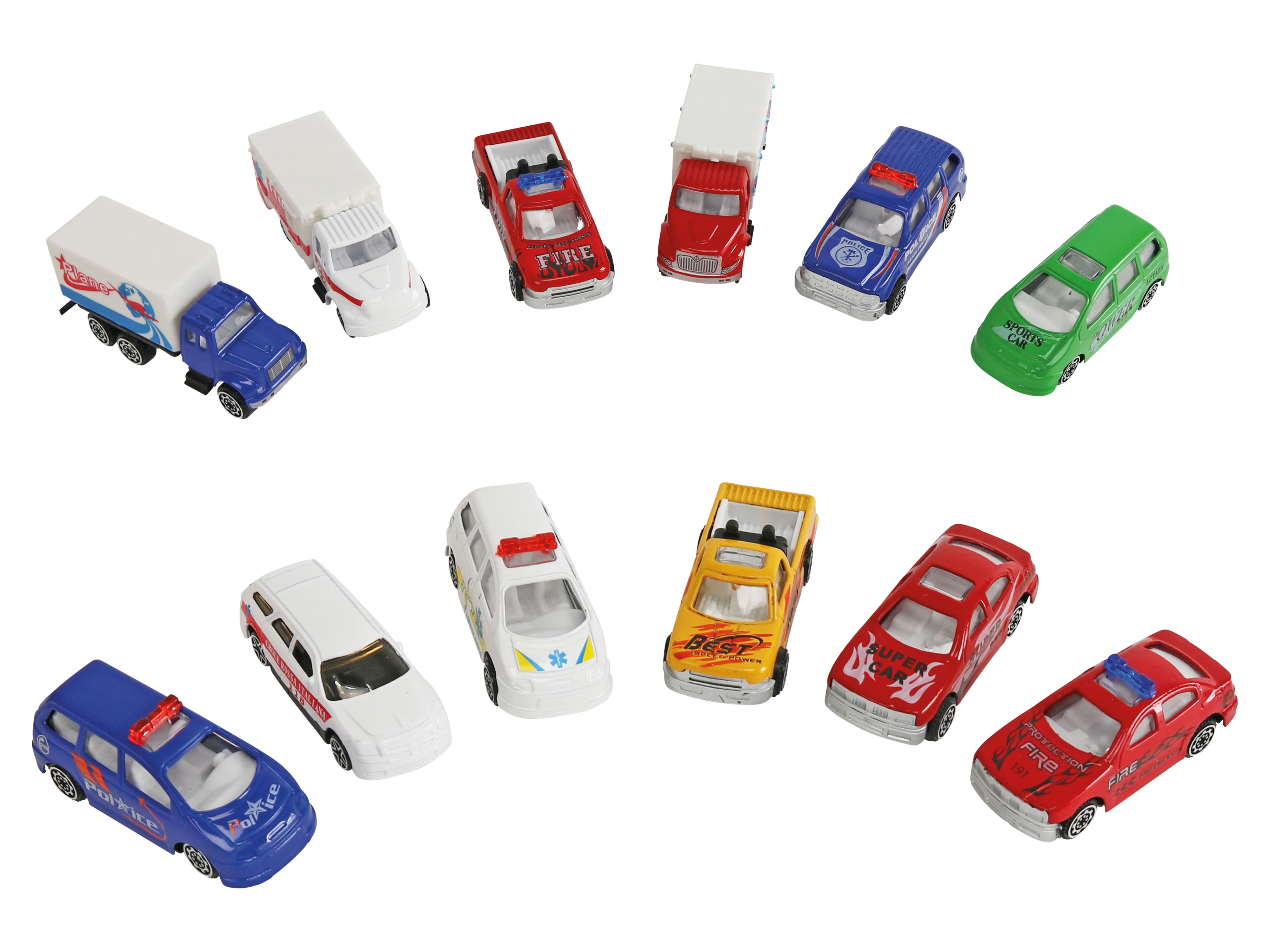 Metallspielzeugauto 1:64, 12 verschiedene Varianten, 36 Stück
