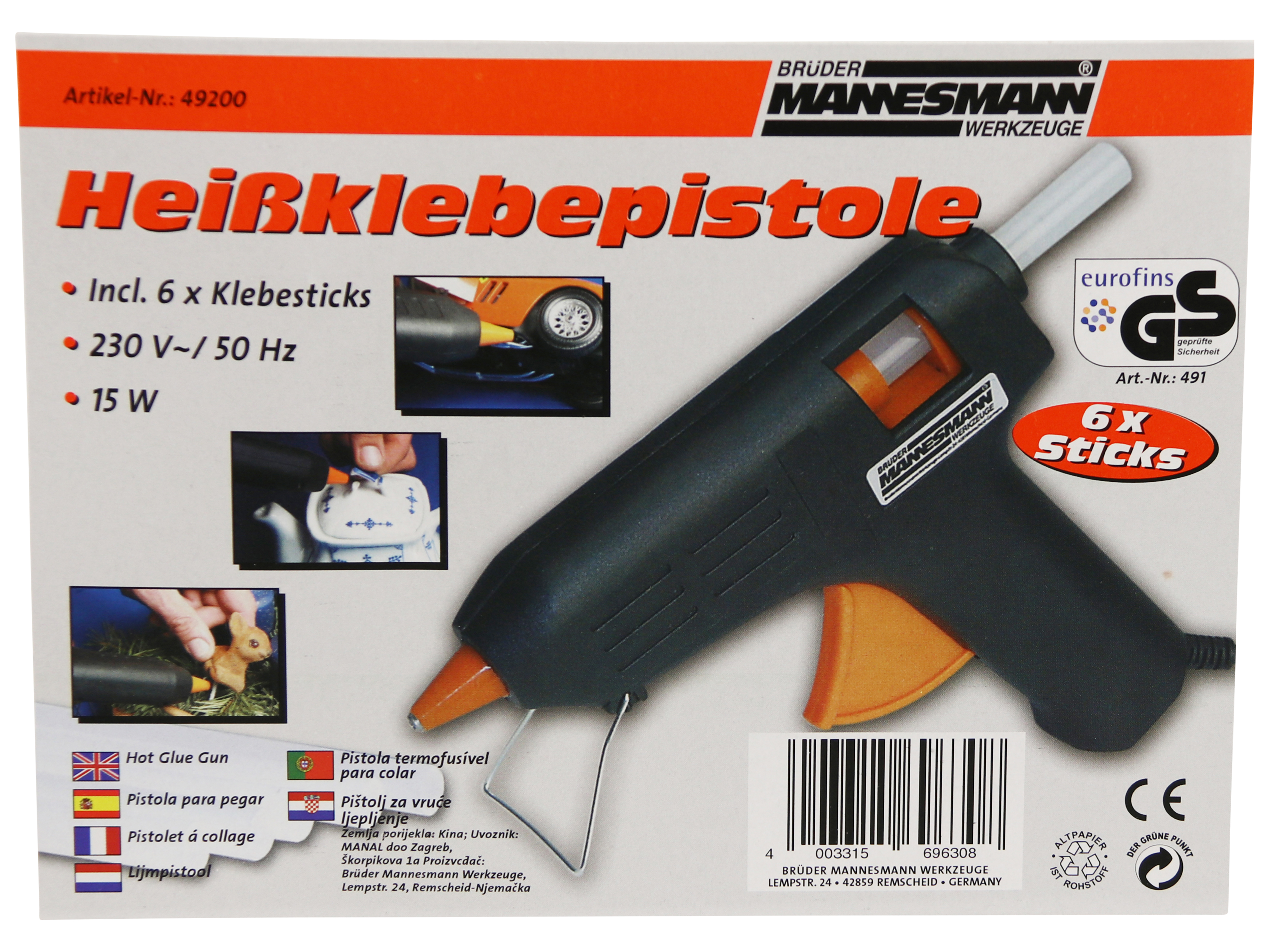 BRÜDER MANNESMANN Heißklebepistole 15W, für 11mm Heißklebesticks im Koffer MANNESMANN Heißklebepistole 15W, im Koffer