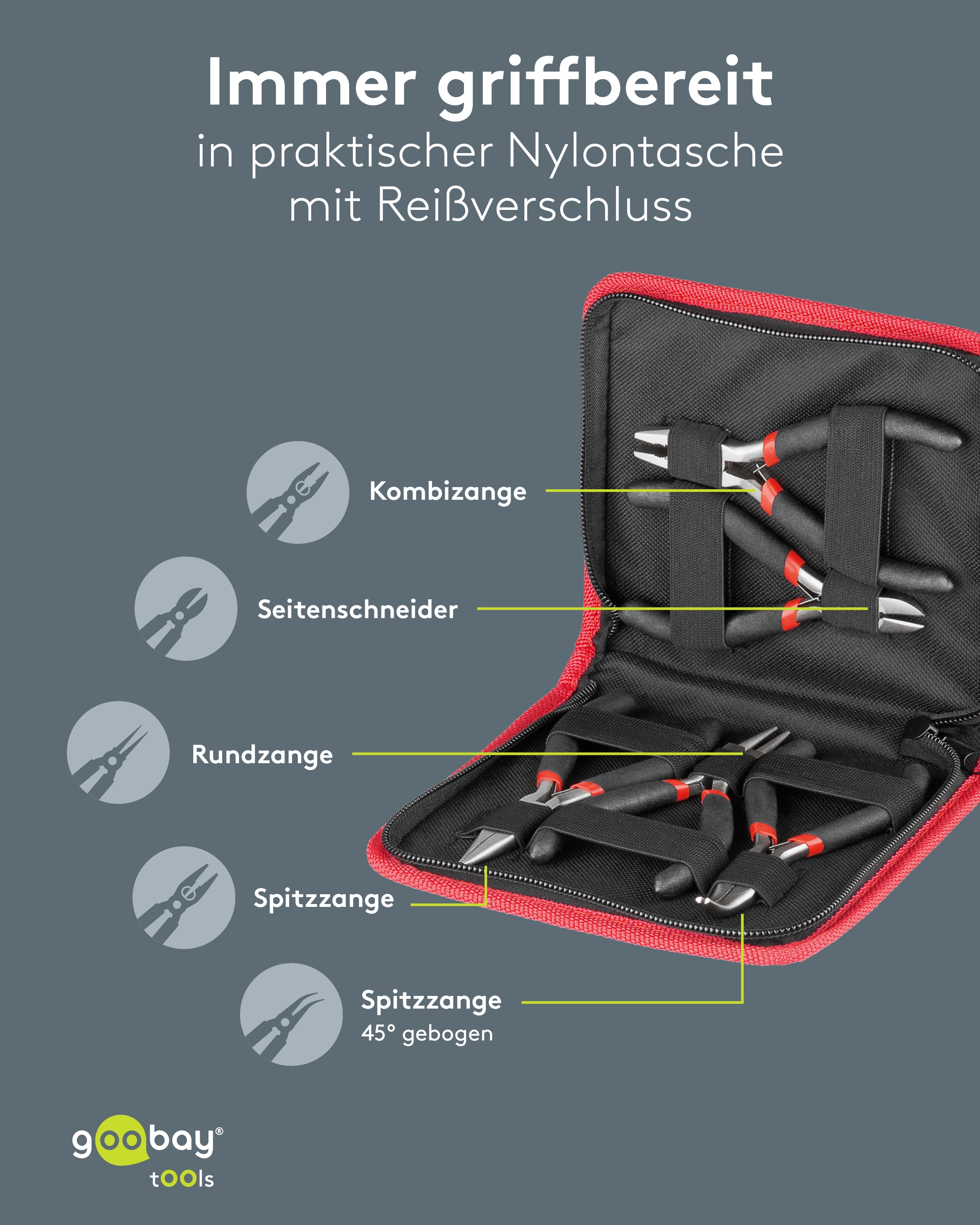 GOOBAY TOOLS Zangenset, 77115, 5-teilig