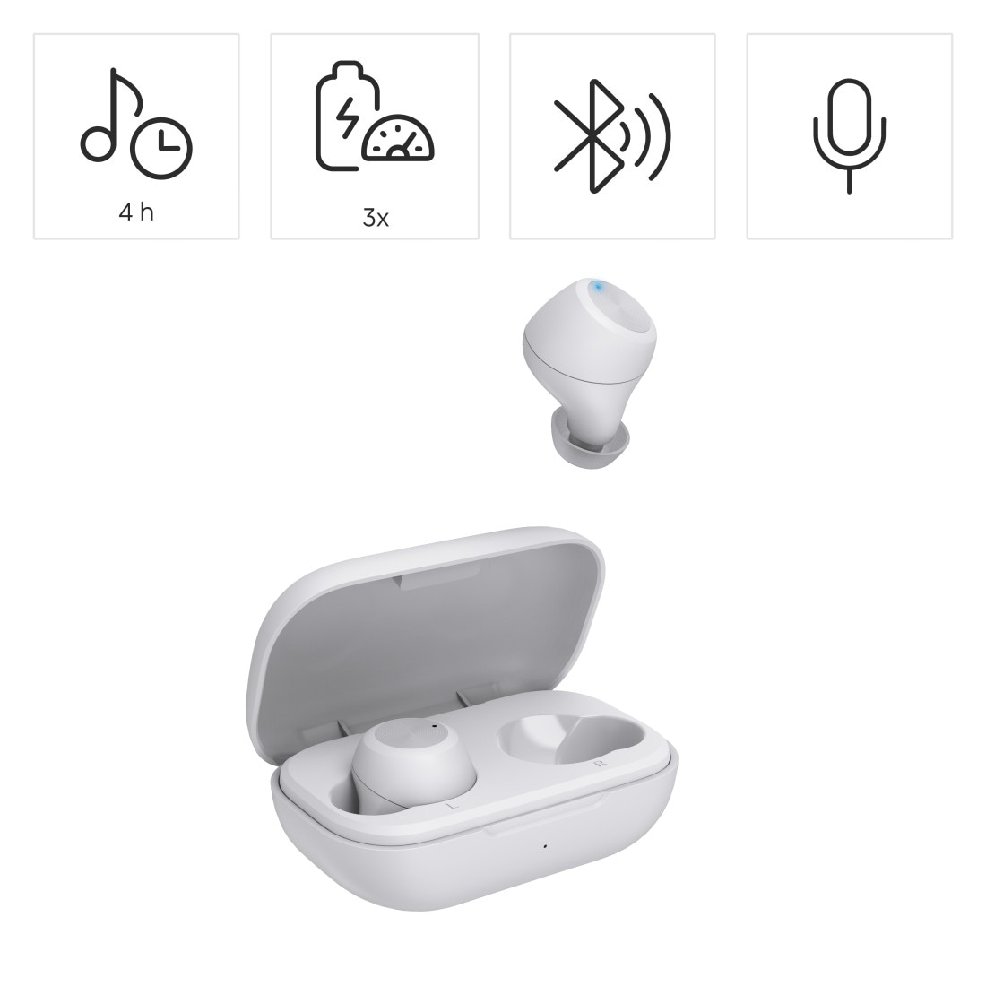 HAMA Kabellose Kopfhörer, Spirit Chop II, TWS, In-Ear, Equalizer, Weiß