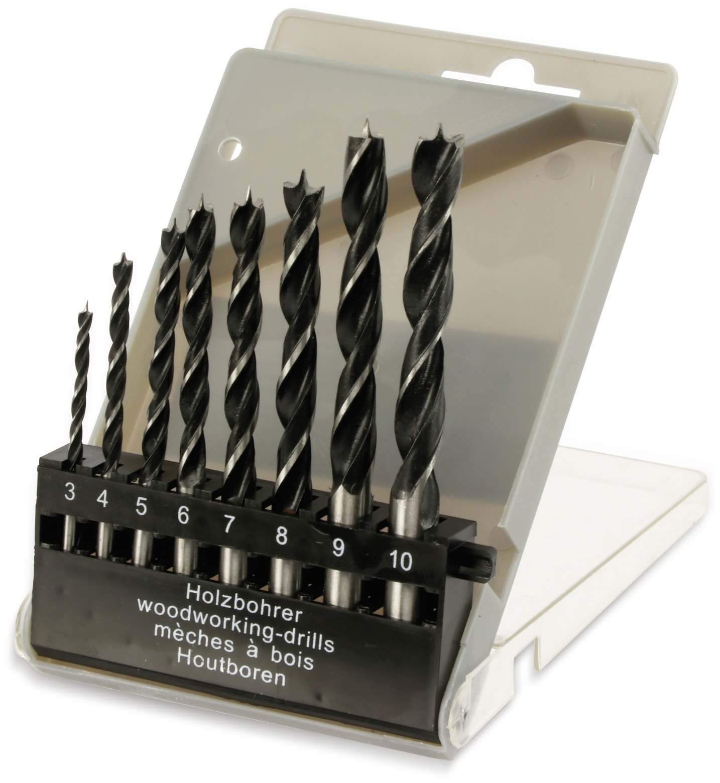 MASTERPROOF Holzbohrer-Satz in Kunststoffbox, 3...10 mm, 8-teilig
