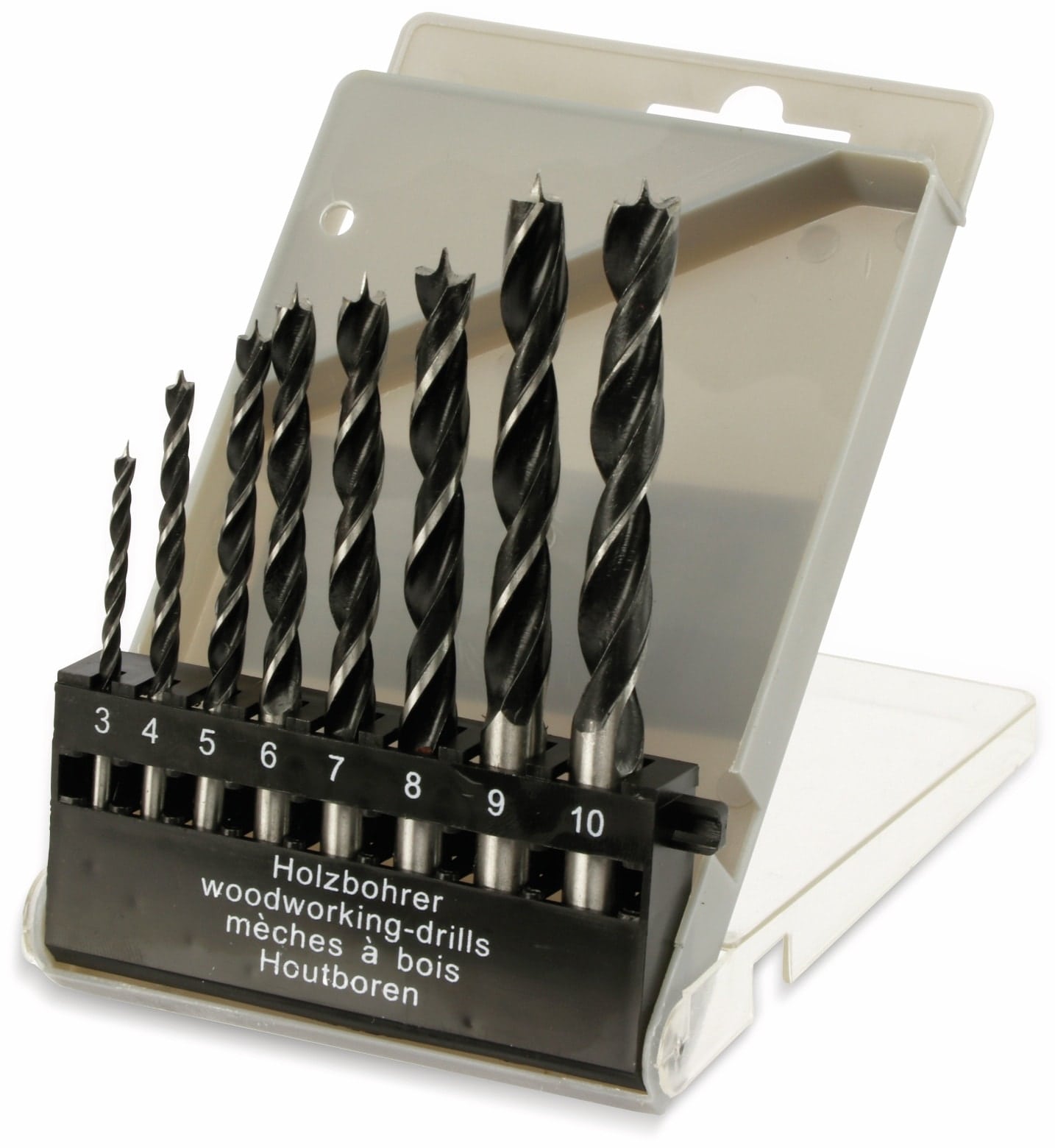 MASTERPROOF Holzbohrer-Satz in Kunststoffbox, 3...10 mm, 8-teilig