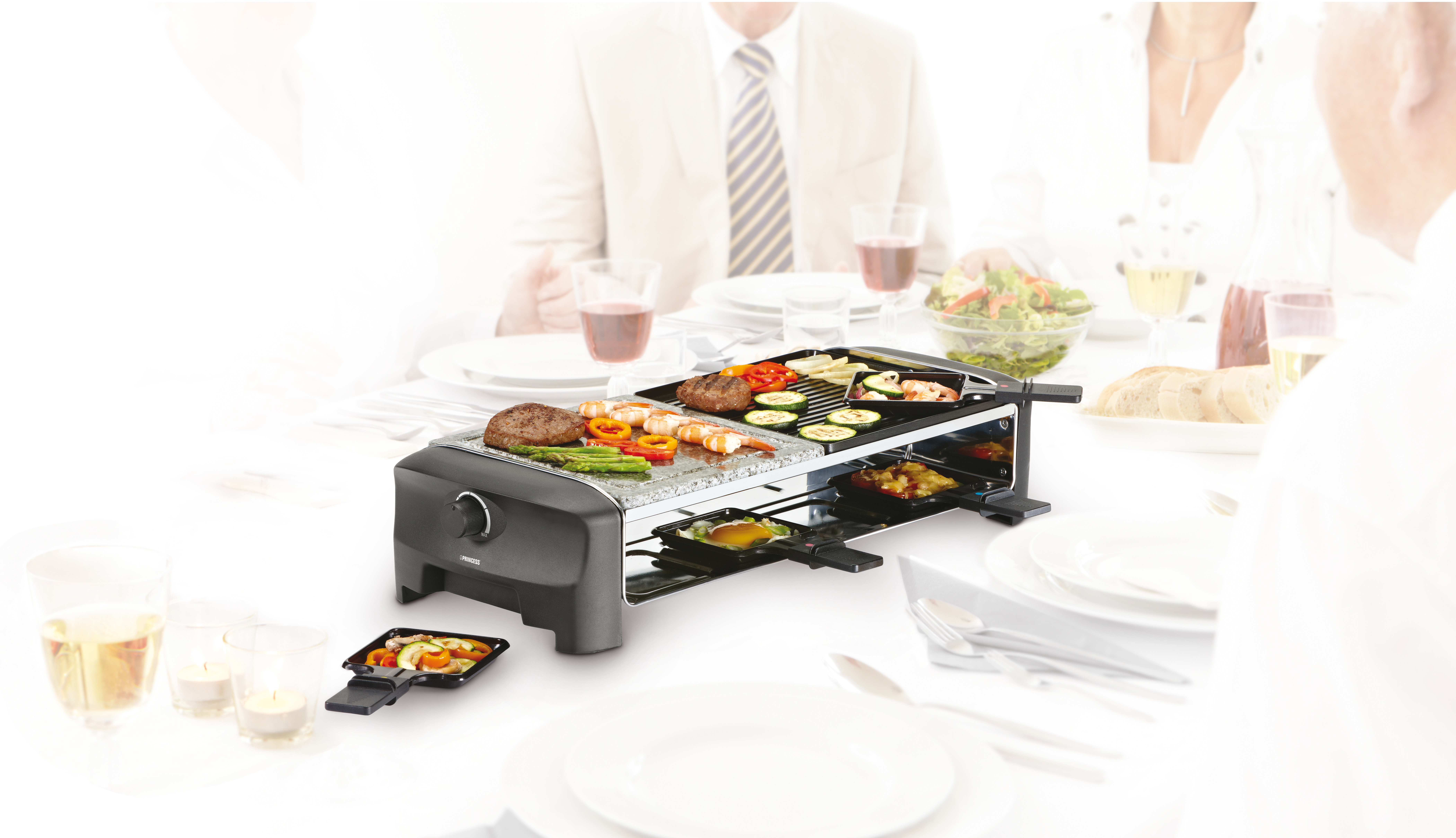 PRINCESS Raclette Grill 162820, Stone & Grill, 8 Personen, 1300 W