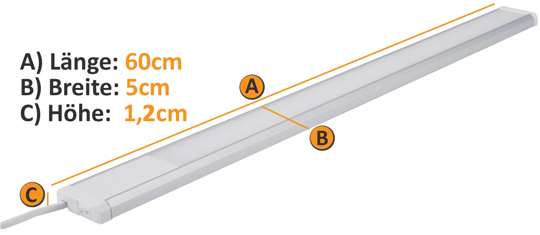CHILITEC LED-Unterbauleuchte Comprido 600 CCT, EEK: G, 3000...6500 K, 60 cm