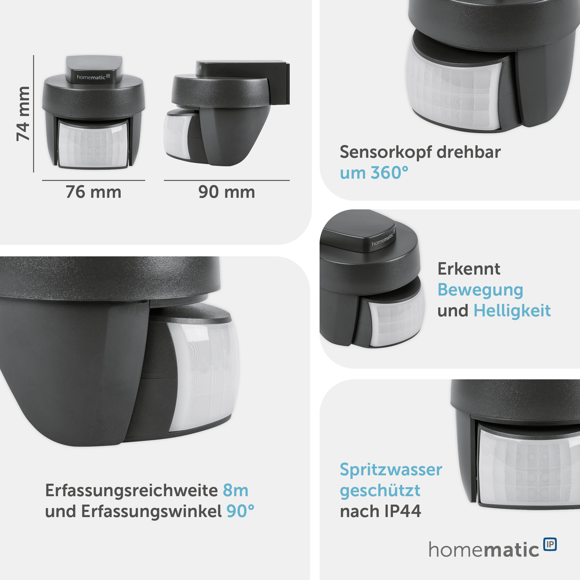 HOMEMATIC IP 156227A0, Bewegungsmelder, außen, anthrazit