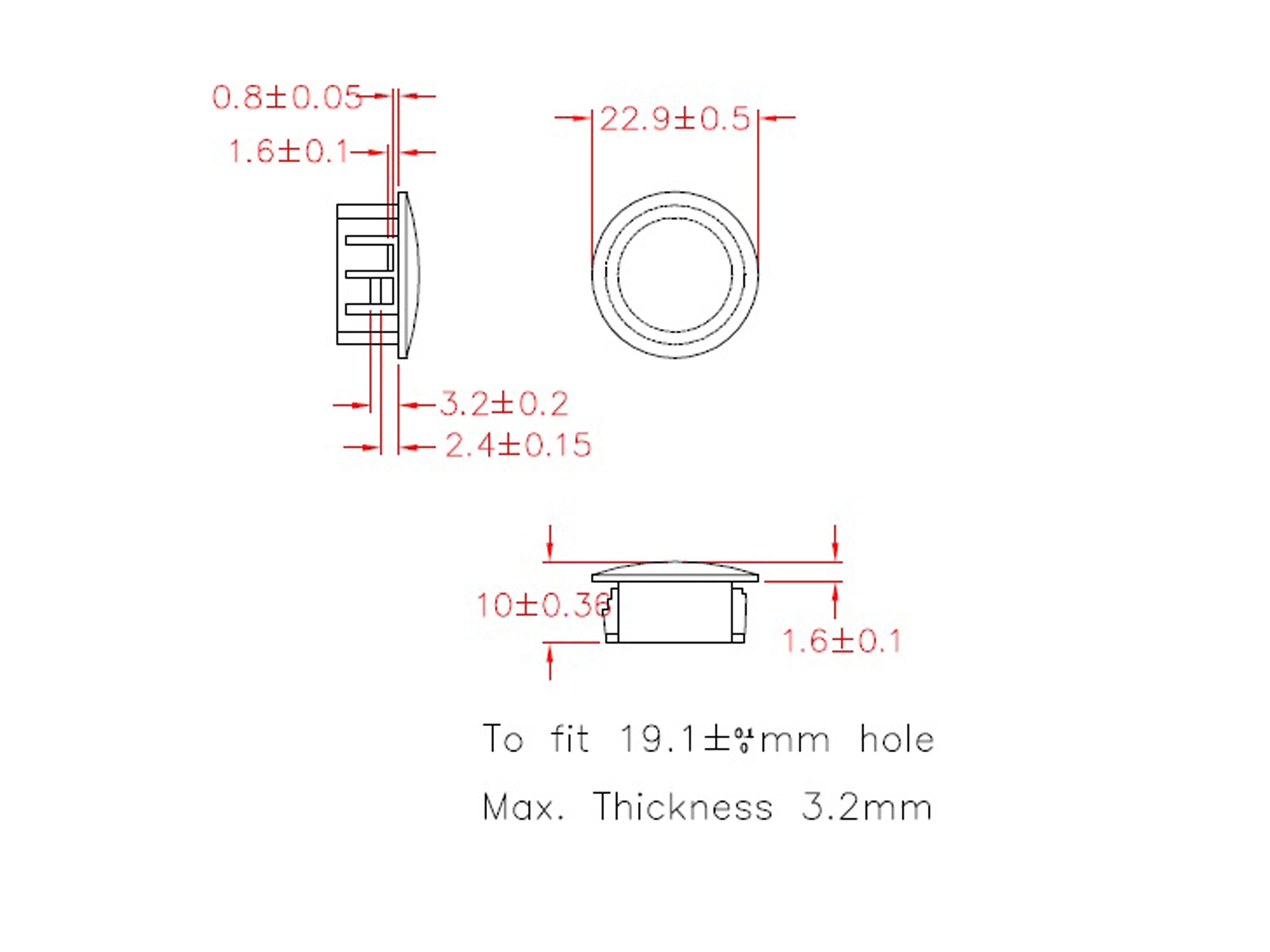 KSS Lochabdeckung Polyamid 6.6, schwarz, für Loch 19,1, Abdeckung-Ø 22,9, 1 Stück
