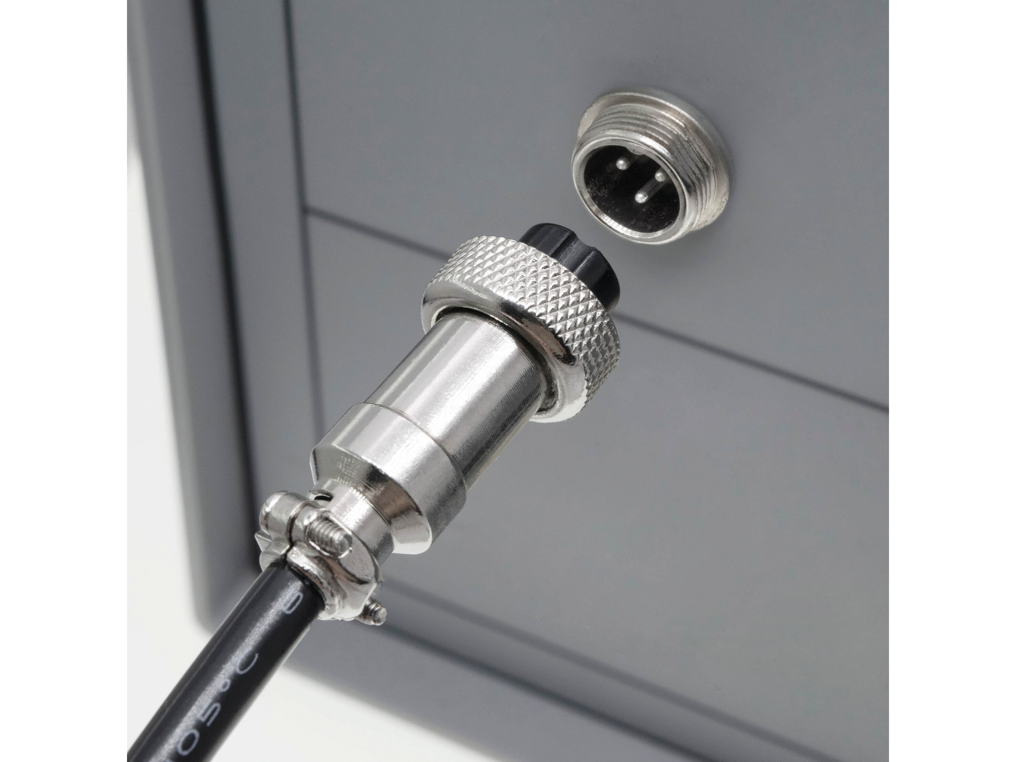 Rundsteckverbinder, 3-polig, 250V, 3A, Lötanschluss, IP55, wire to panel, 1 Stecker + 1 Buchse