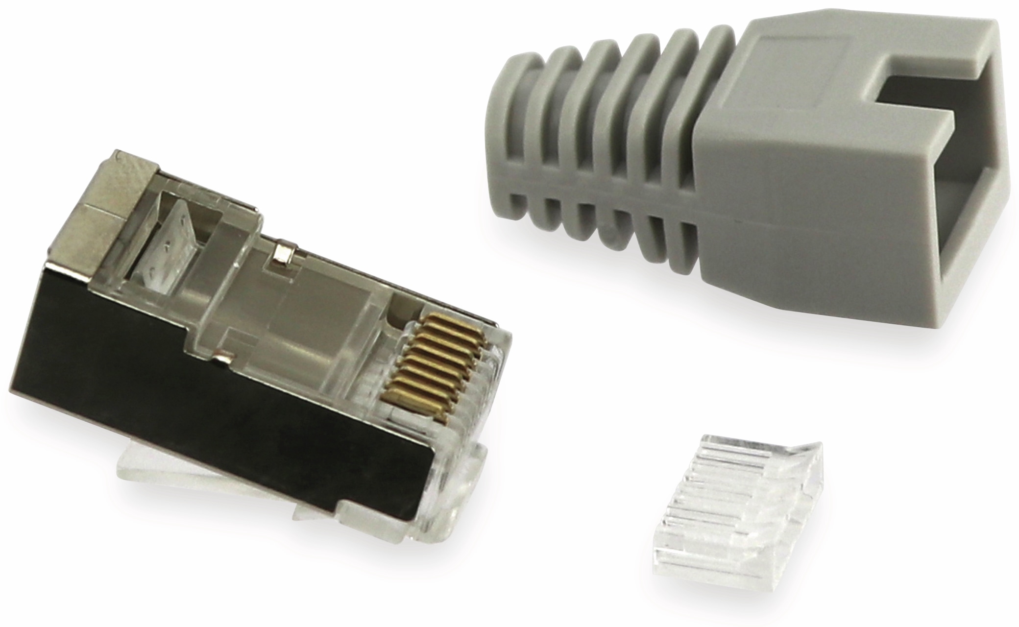 S-IMPULS CAT.6 RJ45-Stecker mit Führungskamm, grau, 10 Stück