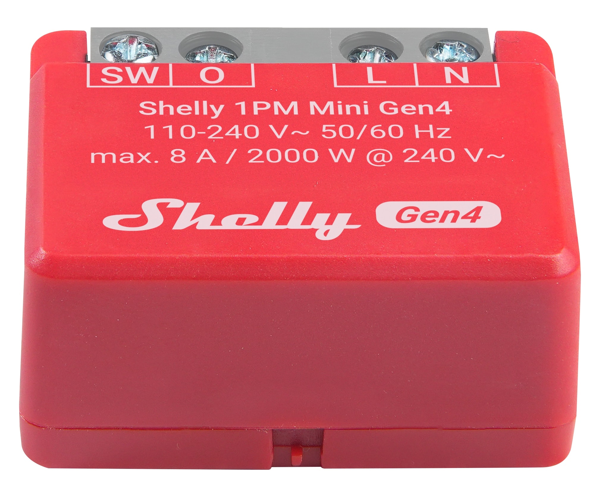 SHELLY Relais 1PM Mini Gen4, 8 A, WLAN, Bluetooth, rot