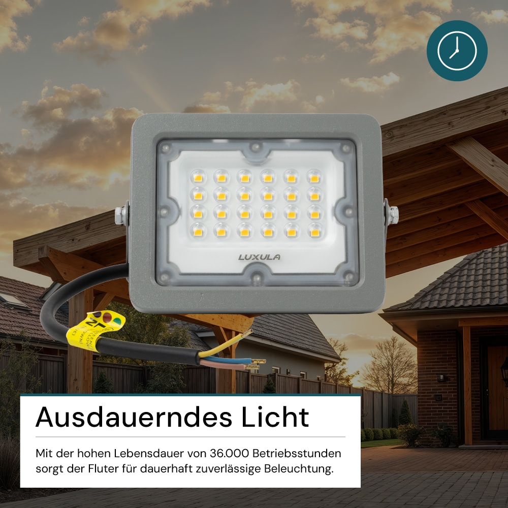LUXULA LED-Fluter, EEK: F, 20W, 1800lm, 4000K, IP65, grau LUXULA LED-Fluter, EEK: F, 20W, 1800lm, 4000K, IP65, grau