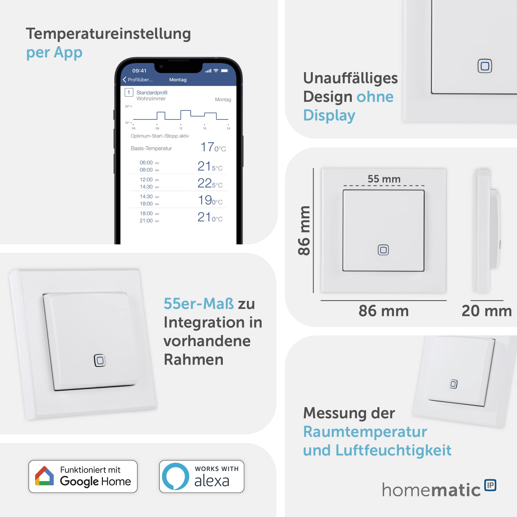 HOMEMATIC IP Smart Home 150181A0, Temp. und Luftfeucht. Sensor