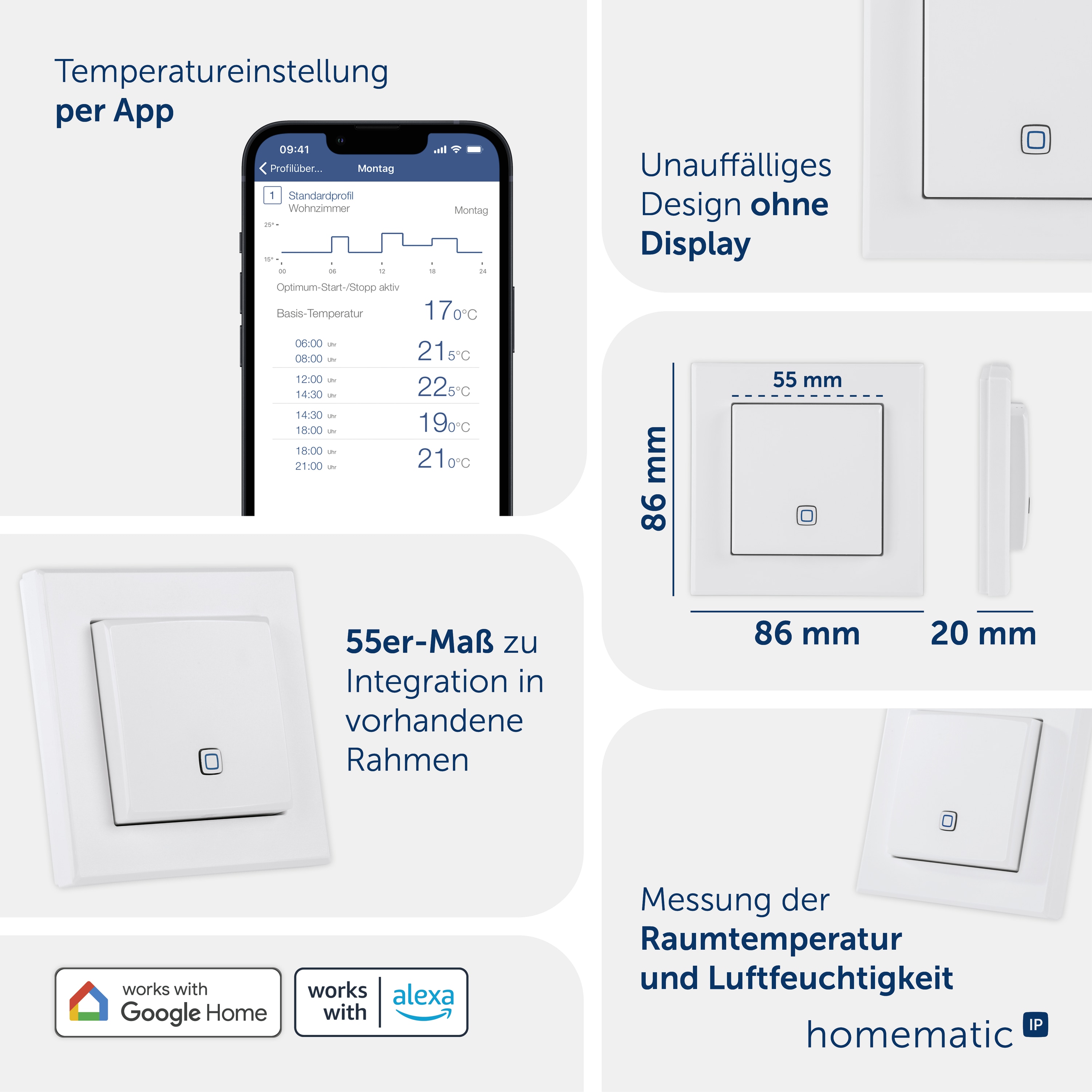 HOMEMATIC IP Smart Home 150181A0, Temp. und Luftfeucht. Sensor