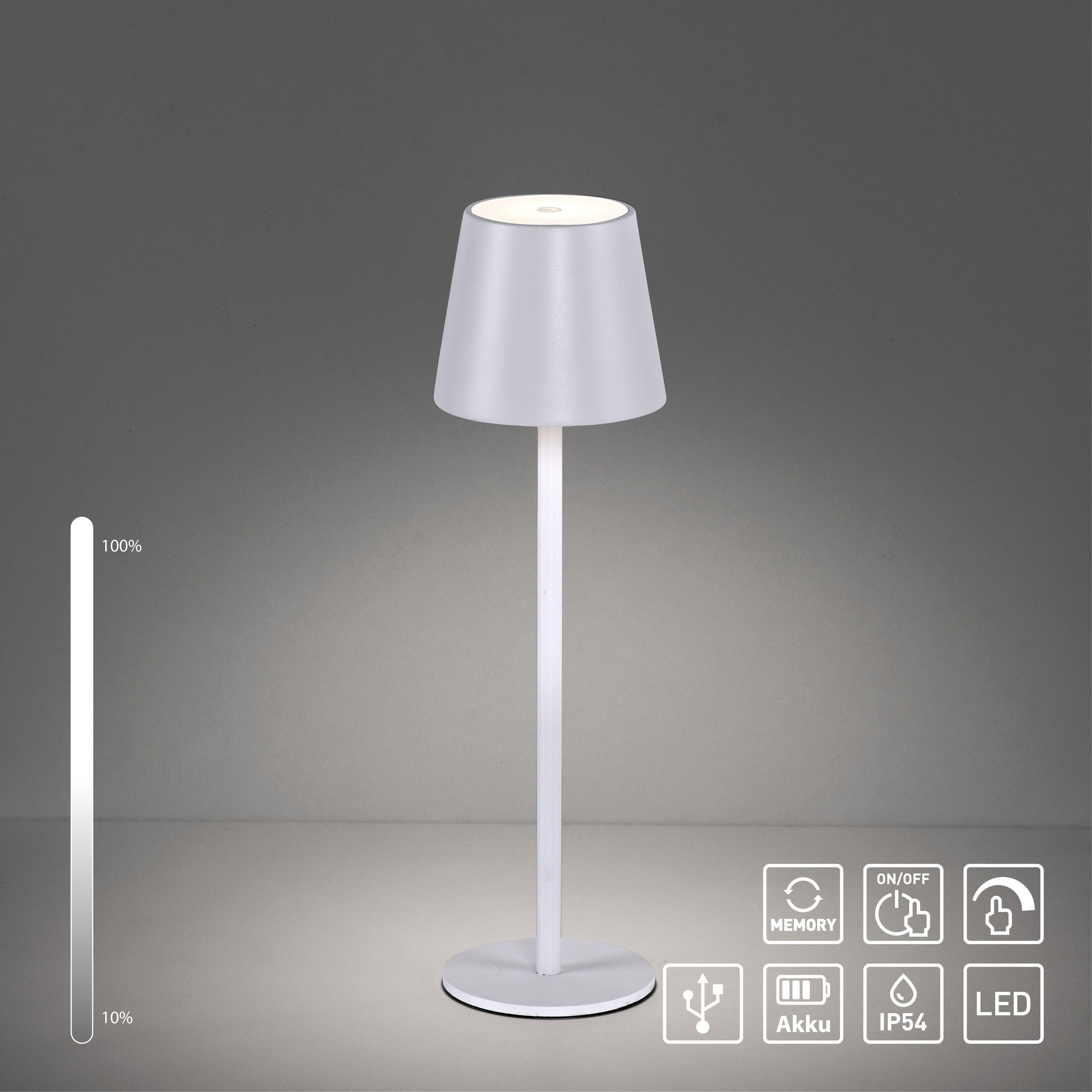JUST LIGHT LED-Akku-Tischleuchte 19250-16 weiß, 2,5 W, 320 lm, 3000 K, IP54 JUST LIGHT LED-Akku-Tischleuchte 19250-16 weiß, 2,5 W, 320 lm, 3000 K, IP54