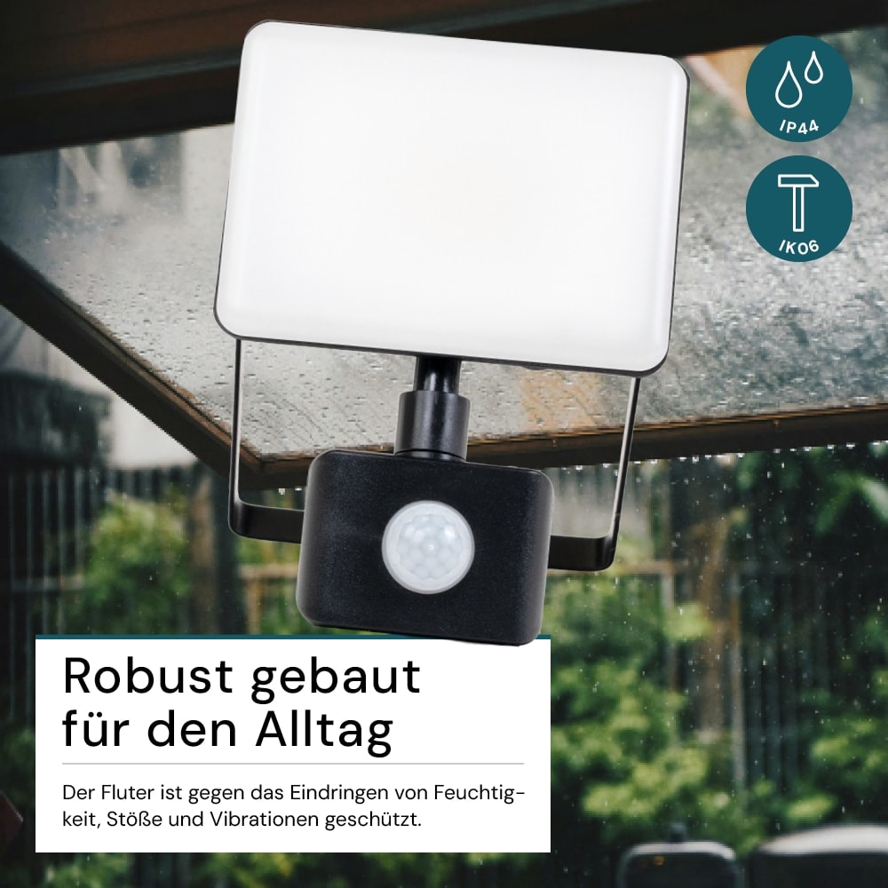 LED-Fluter LUXULA mit Bewegungsmelder, EEK: F, 20W, 2000lm, 4000K, schwarz