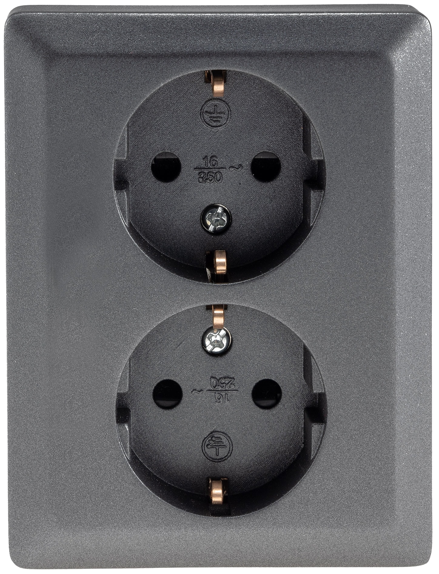 MILOS Schutzkontakt-Steckdose 23718, 2-fach, 2in1, 16A/250V, UP, anthrazit