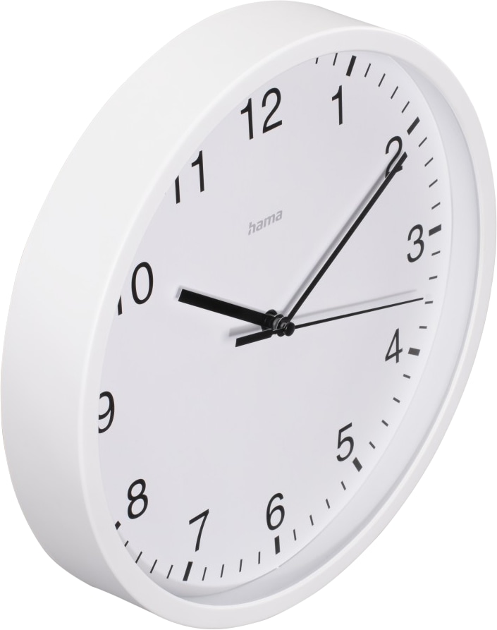 HAMA Wanduhr Elba, Ø 25 cm, ohne Ticken, Weiß