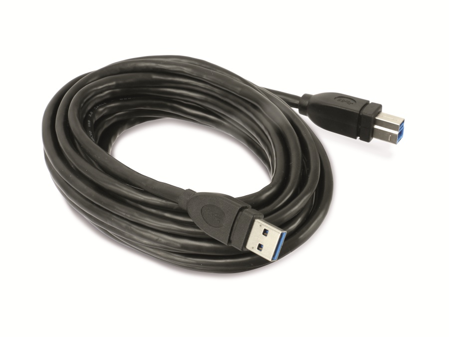 HAMA USB3.0 Anschlusskabel, A/B, 5 m, schwarz