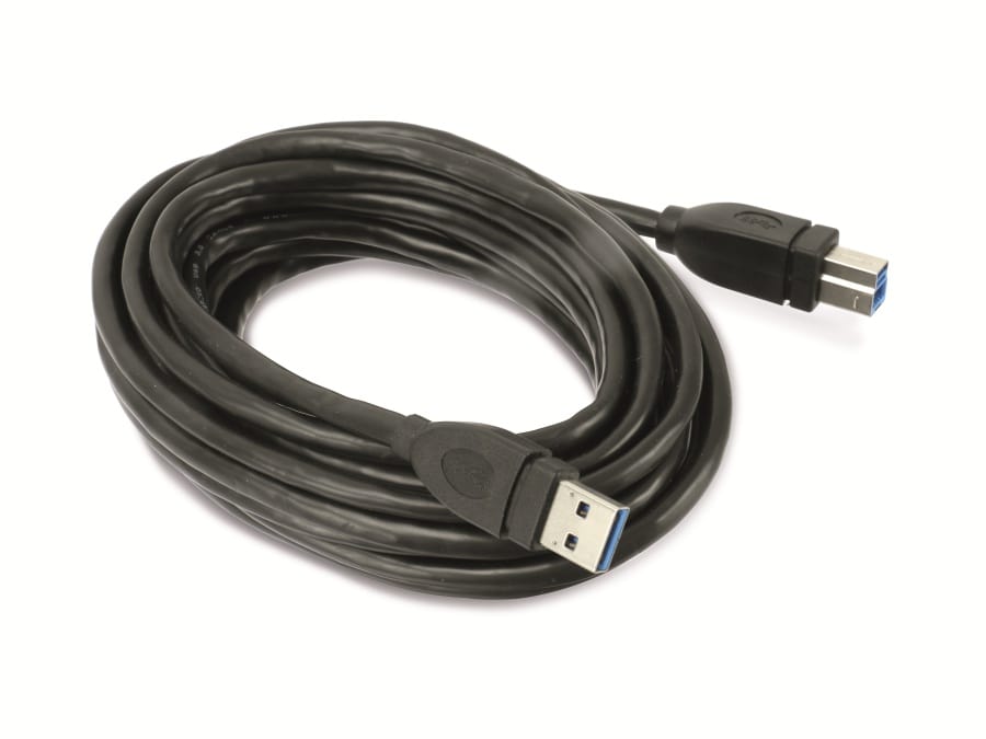 HAMA USB3.0 Anschlusskabel, A/B, 5 m, schwarz HAMA USB3.0 Anschlusskabel, A/B, 5 m, schwarz