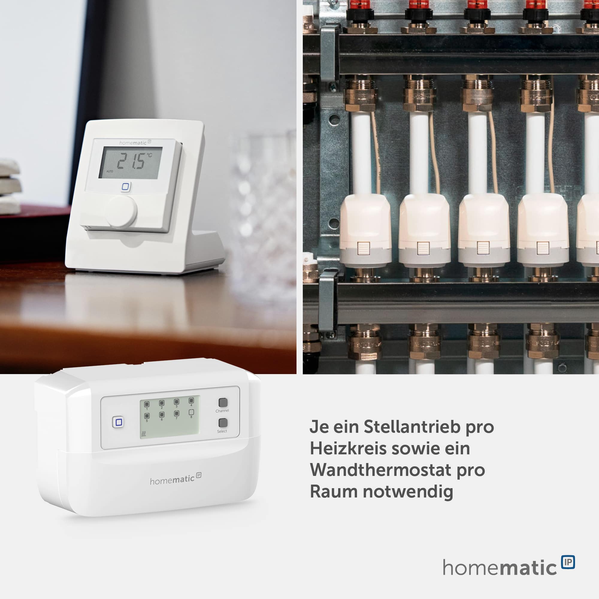 HOMEMATIC IP 161656A0, Fußboden-Heizungscontroller, 8 Kanäle, motorisch