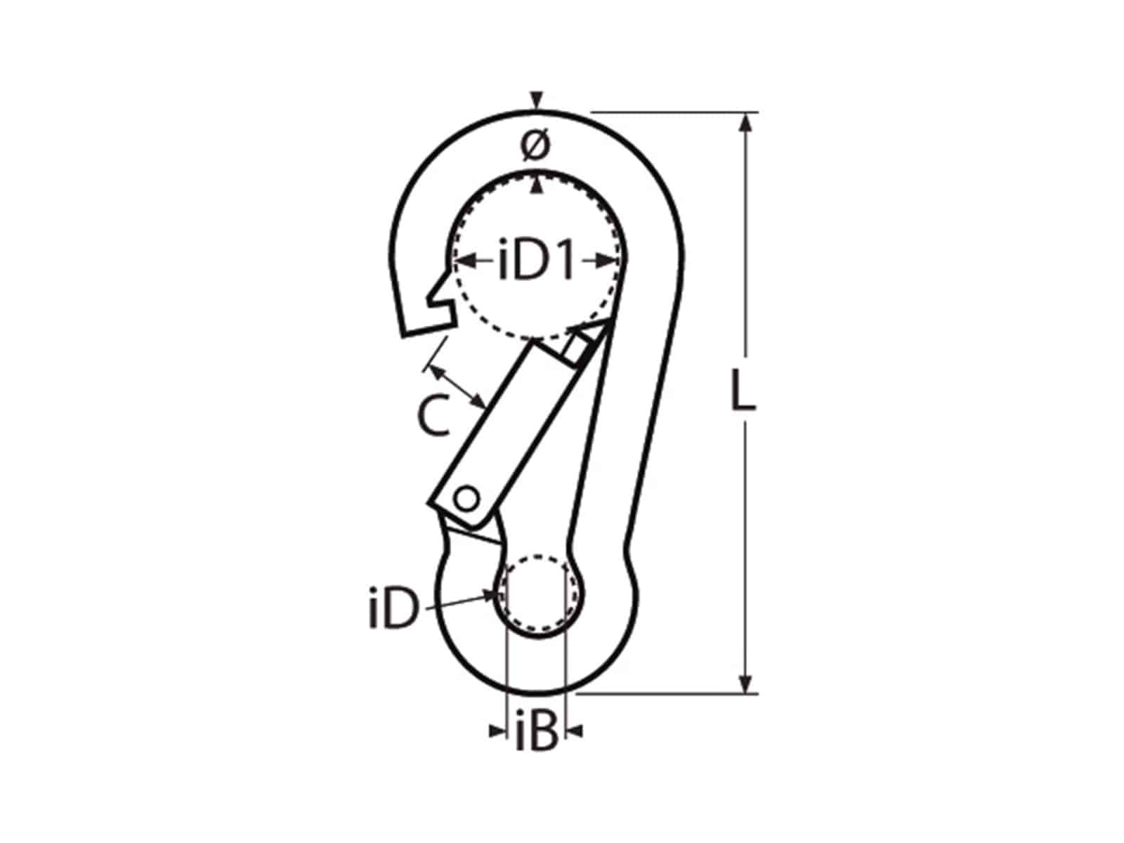 MARINETECH Karabinerhaken Edelstahl A4, 10x100 mm
