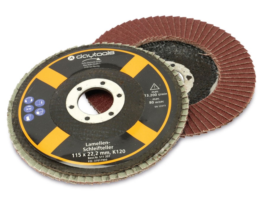 DAYTOOLS Lamellen-Schleifteller, 115 mm, Körnung 120, 5 Stück