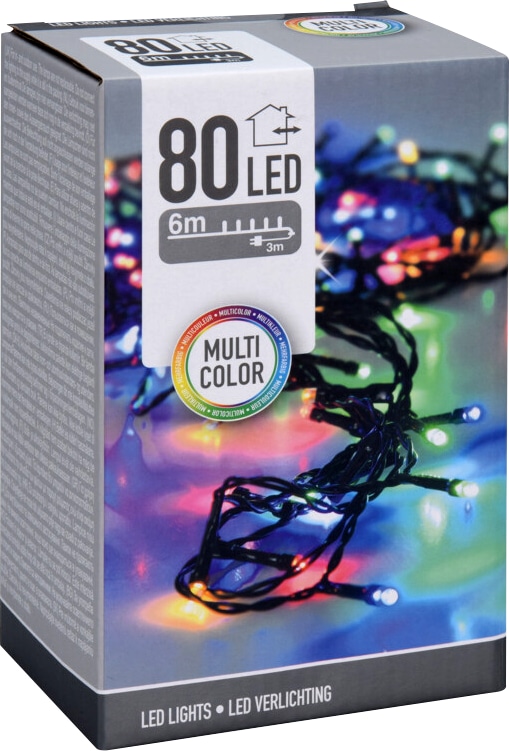 LED-Lichterkette, 80 LEDs, bunt, 230V~, IP44, Innen/Außen