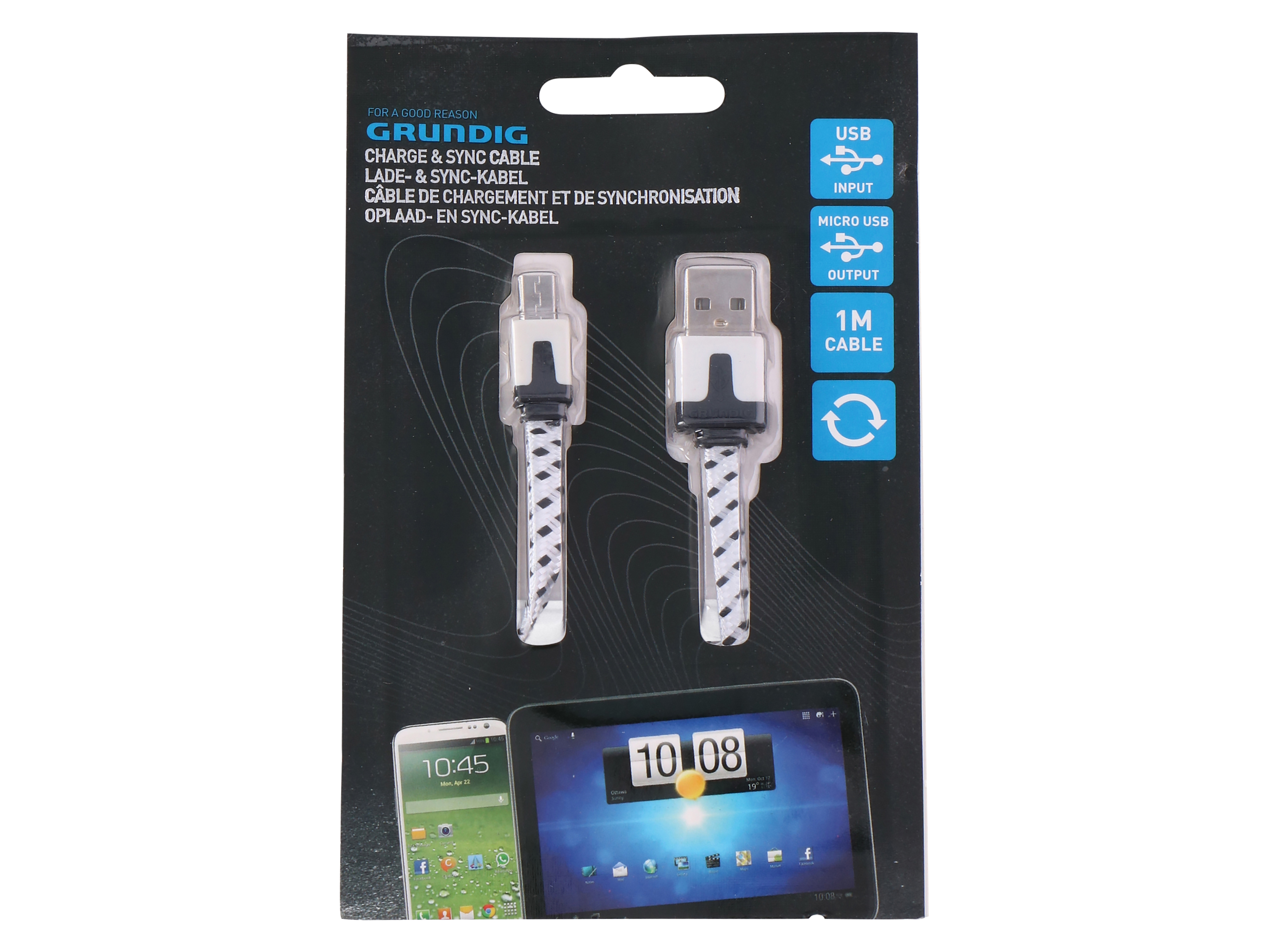 USB-Ladekabel, USB-A / USB-micro B, 1m, schwarz
