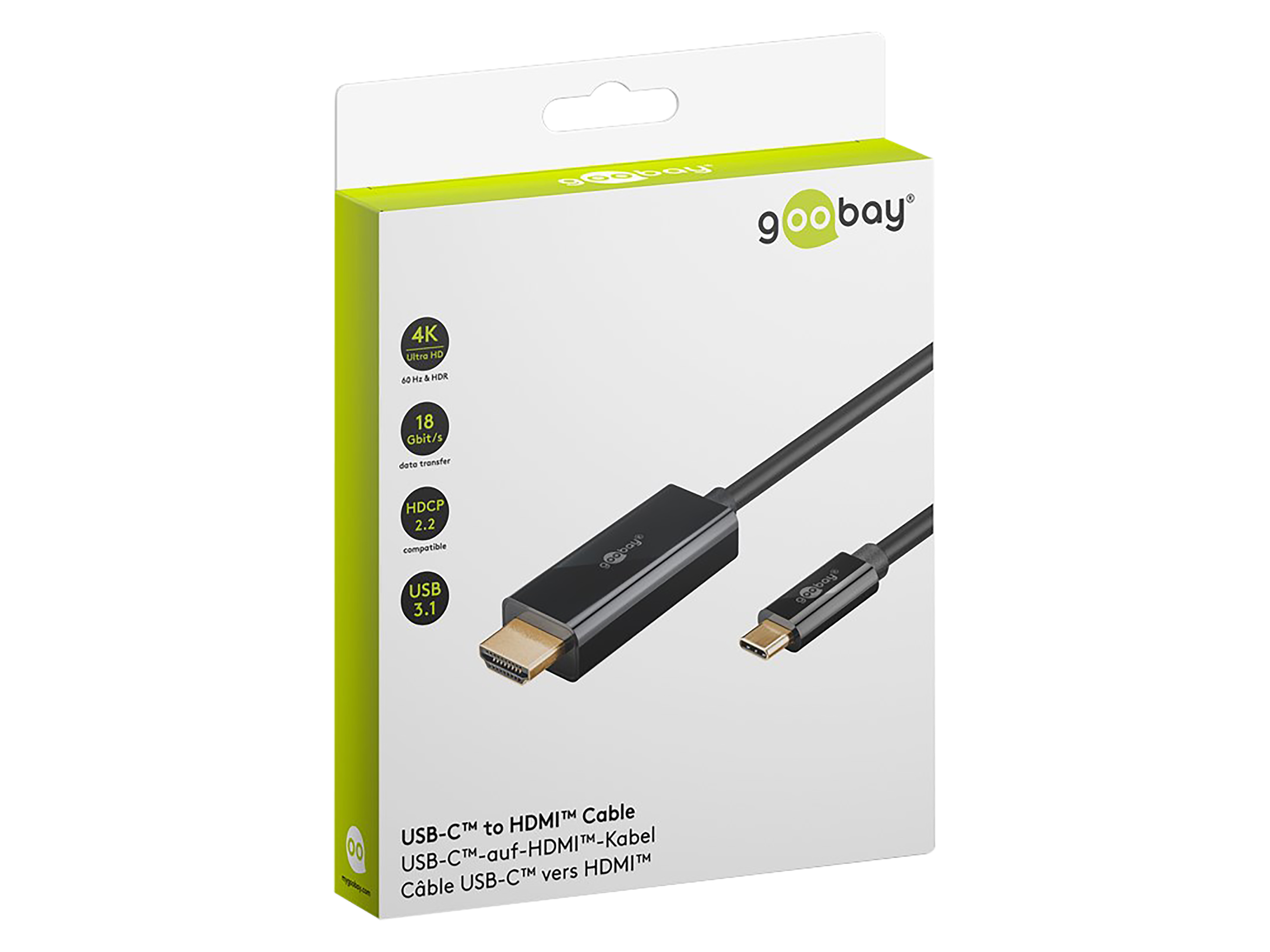 GOOBAY USB3.1 Adapterkabel 75698 USB-C/HDMI 3,0m schwarz