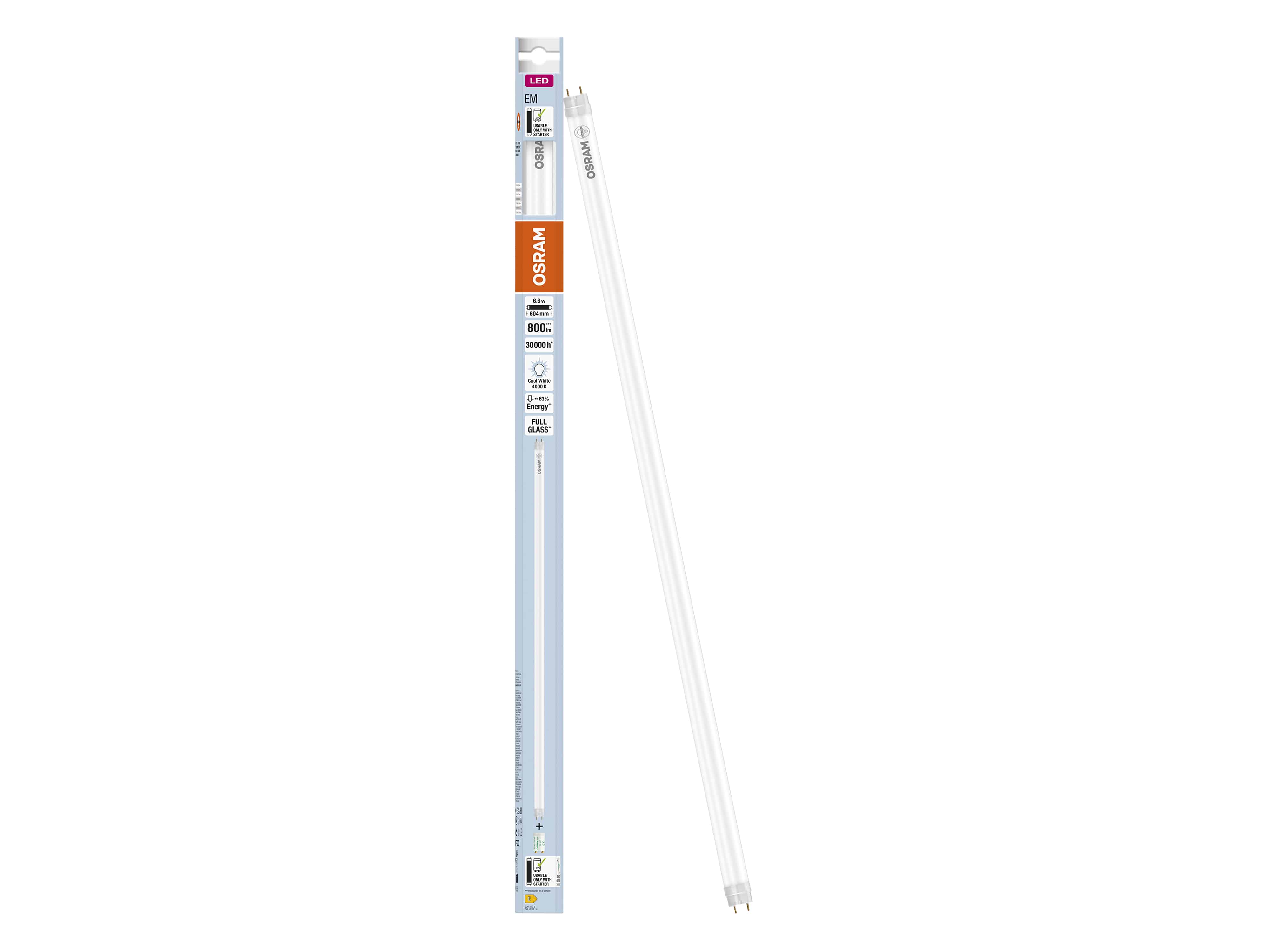 OSRAM LED-Röhre, T8, 600mm, G13, EEK: E, 6,6W, 800lm, 4000K OSRAM LED-Röhre, T8, 600mm, G13, EEK: E, 6,6W, 800lm, 4000K