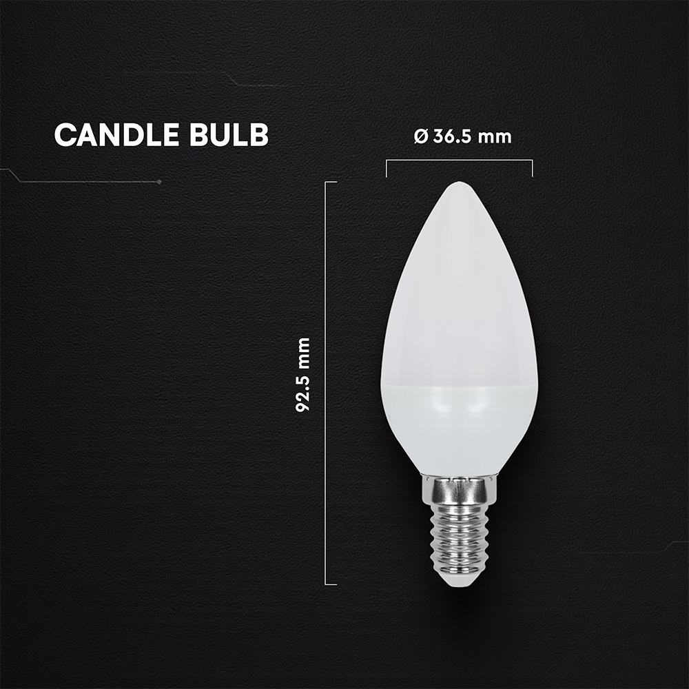 V-TAC LED-Lampe VT-2142166, EEK: F, 3,7W, 320lm, 3000K, C37, E14, 180°