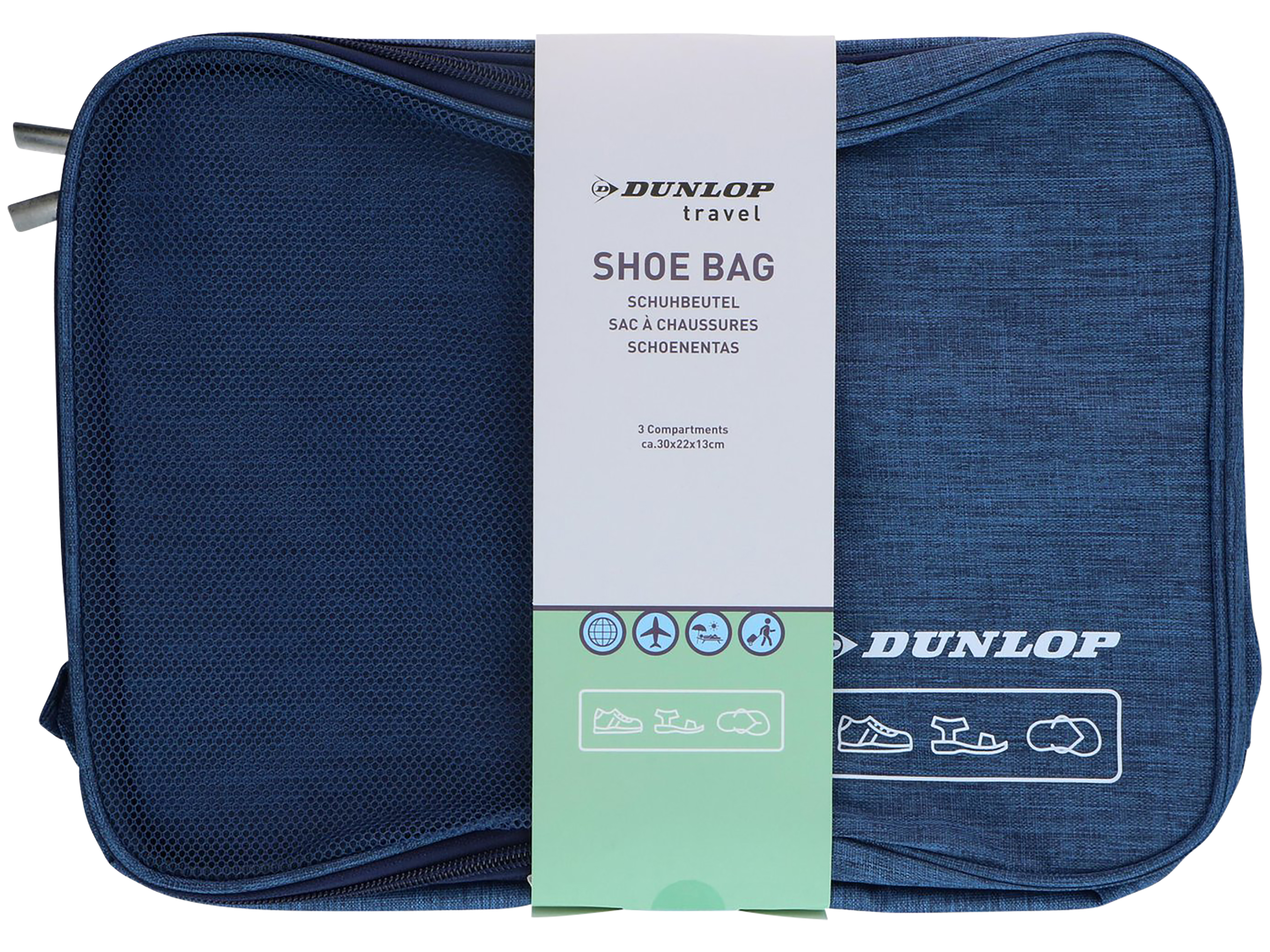 DUNLOP Schuhtasche, 30x22x13 cm, Schwarz, Grau, Blau