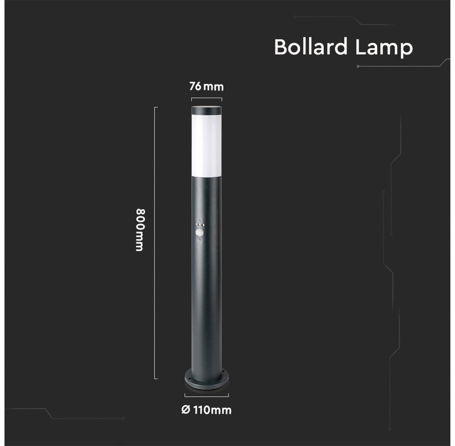 V-TAC Poller-Außenleuchte VT-838, IP44, E27, PIR-Sensor, Edelstahl, 800mm, VT-8966, grau V-TAC Poller-Außenleuchte VT-838, IP44, E27, PIR-Sensor, Edelstahl, 800mm, VT-8966, grau