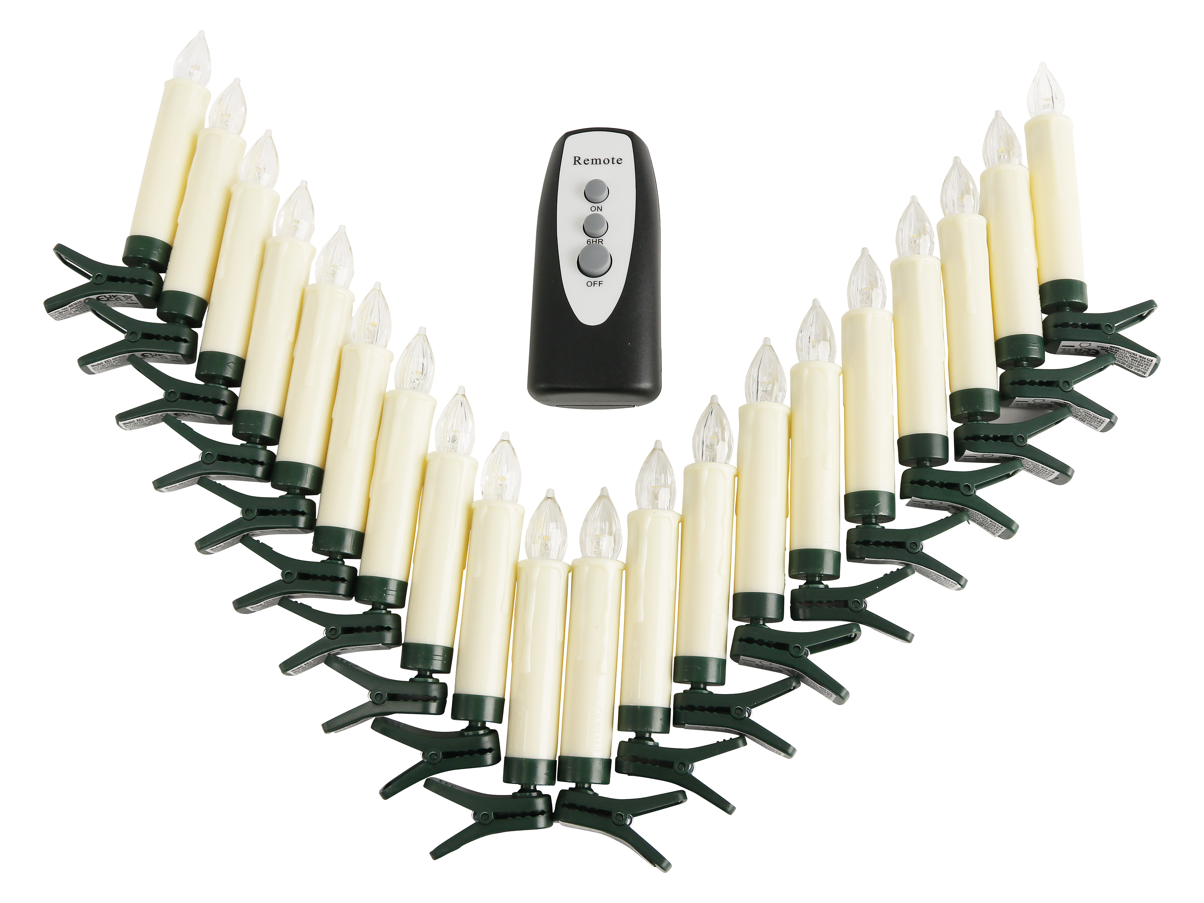 LED-Baumkerzen, 20er Set mit FB, Timer