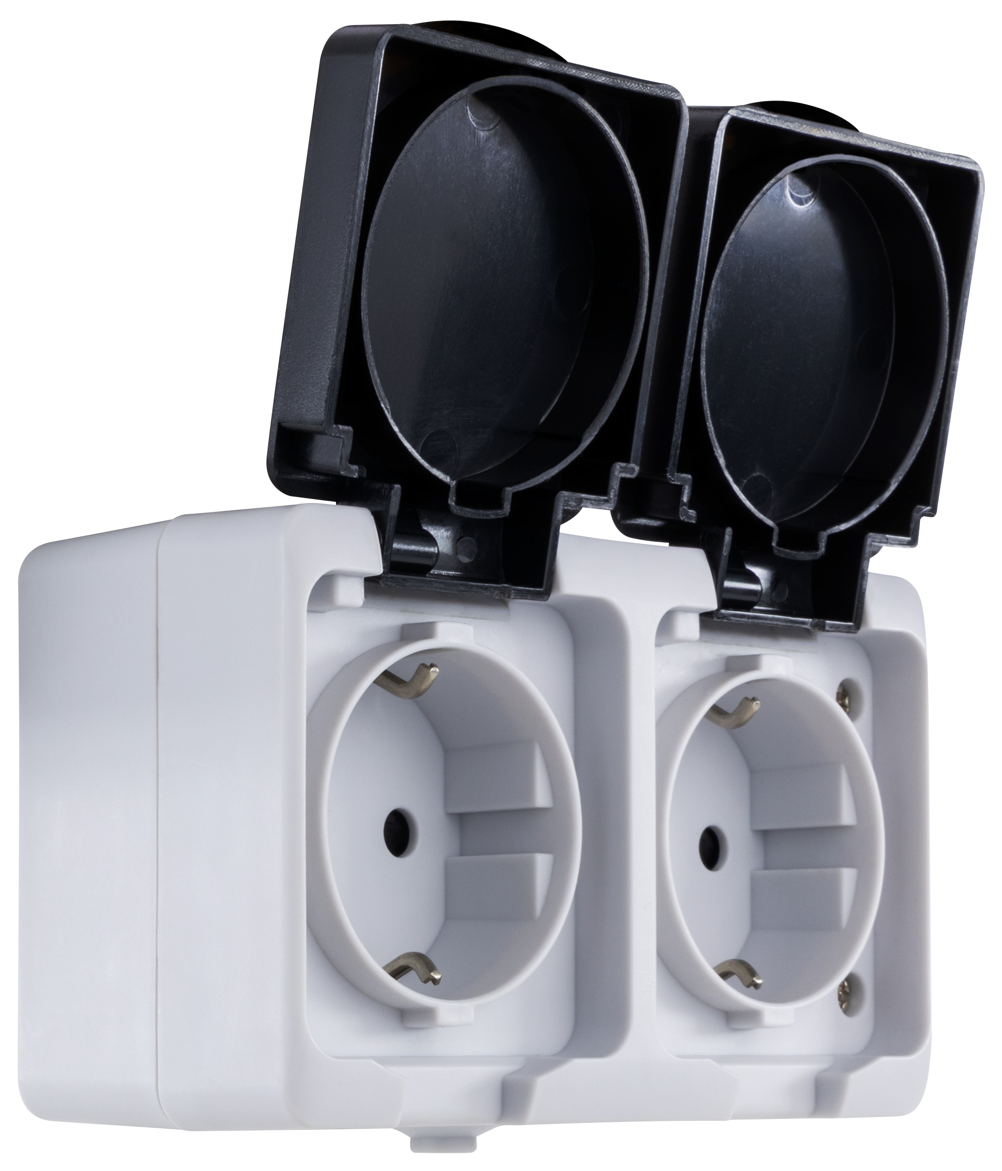 REV Feuchtraum-Steckdose AquaMini, 2-fach, Aufputz, weiß/schwarz